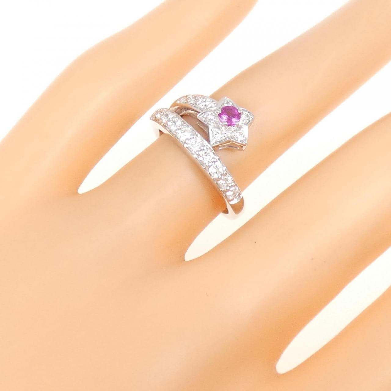 K18WG ルビー リング 0.14CT