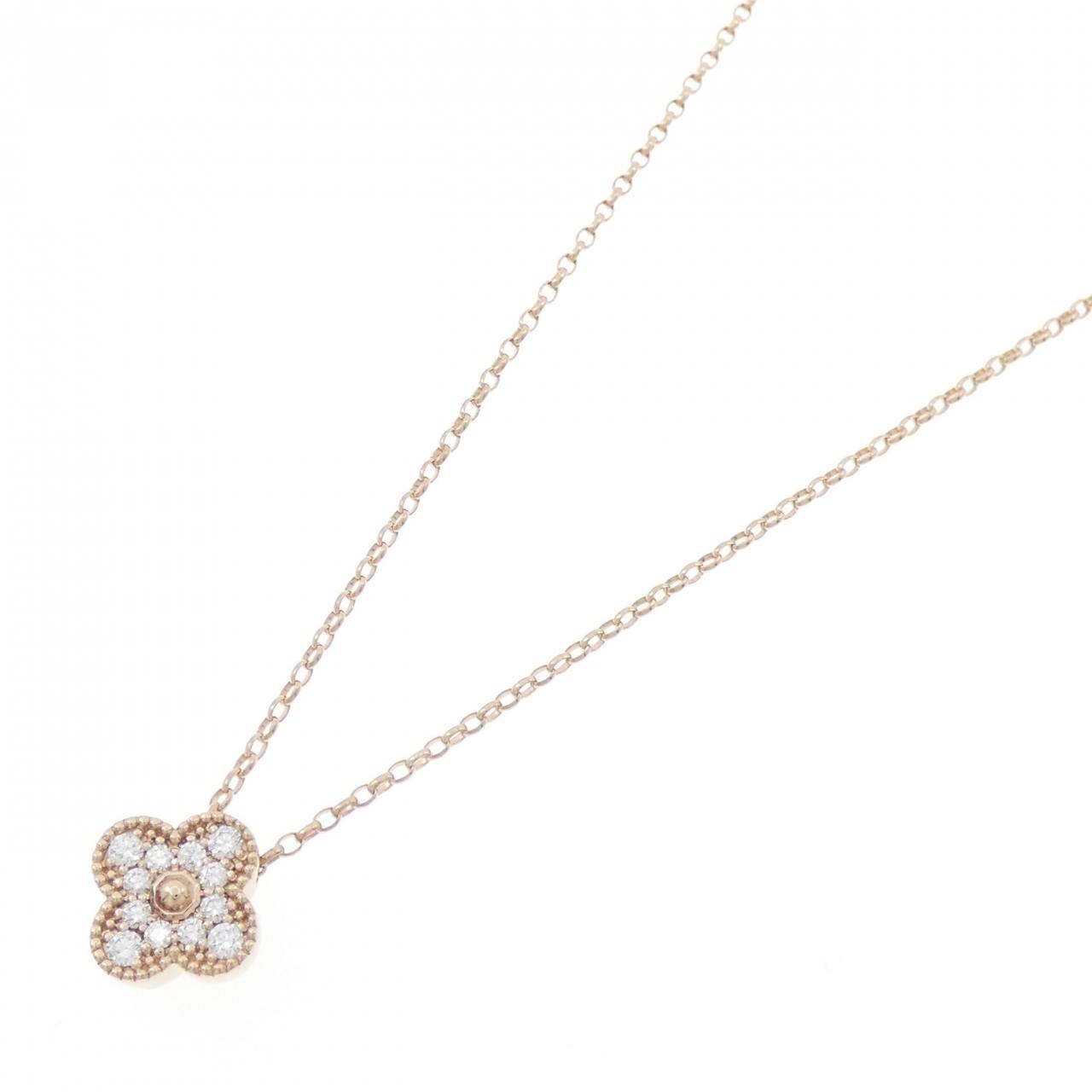 K18PG フラワー ダイヤモンド ネックレス 0.30CT