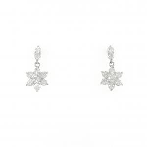 PT900 フラワー ダイヤモンド ピアス 0.6CT