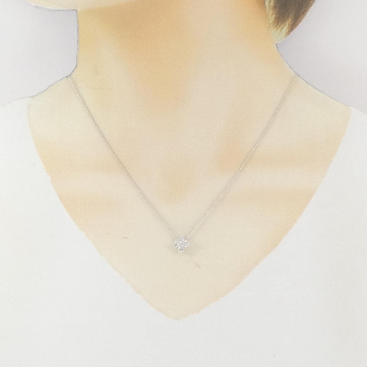 PT900/PT850 フラワー ダイヤモンド ネックレス 0.03CT