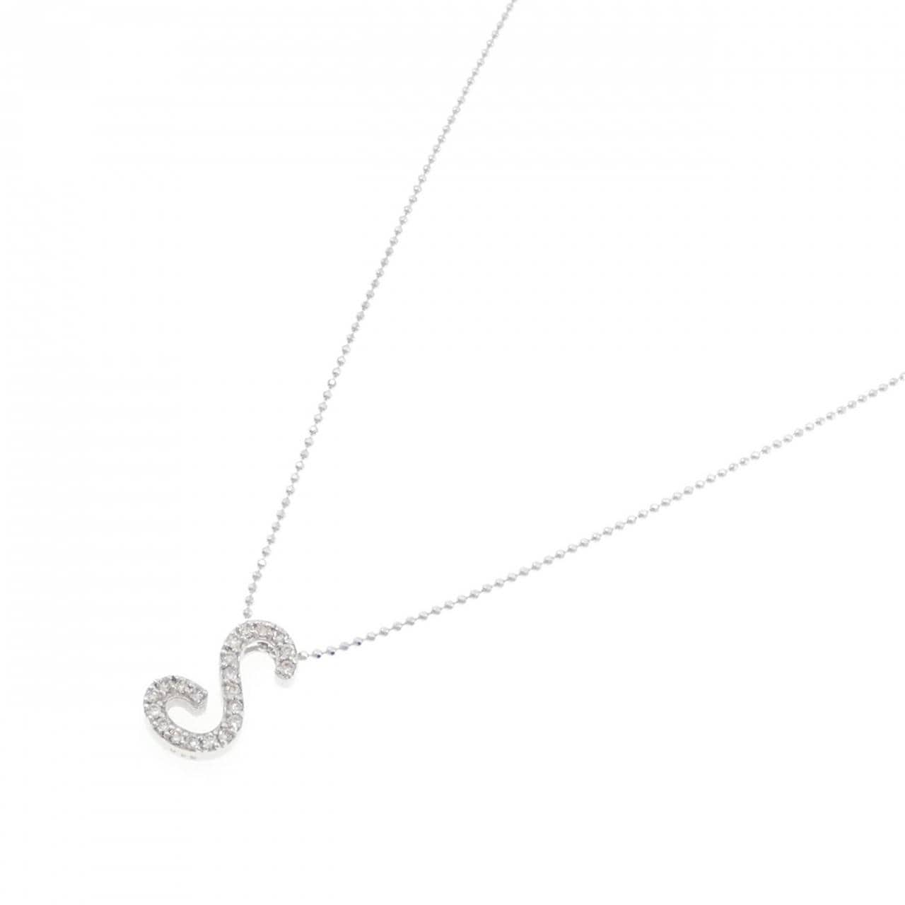 K18WG イニシャルS ダイヤモンド ネックレス 0.25CT