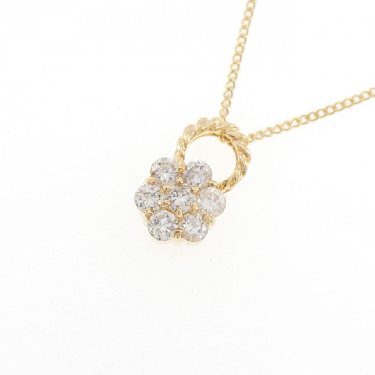 K18YG フラワー ダイヤモンド ネックレス 0.31CT