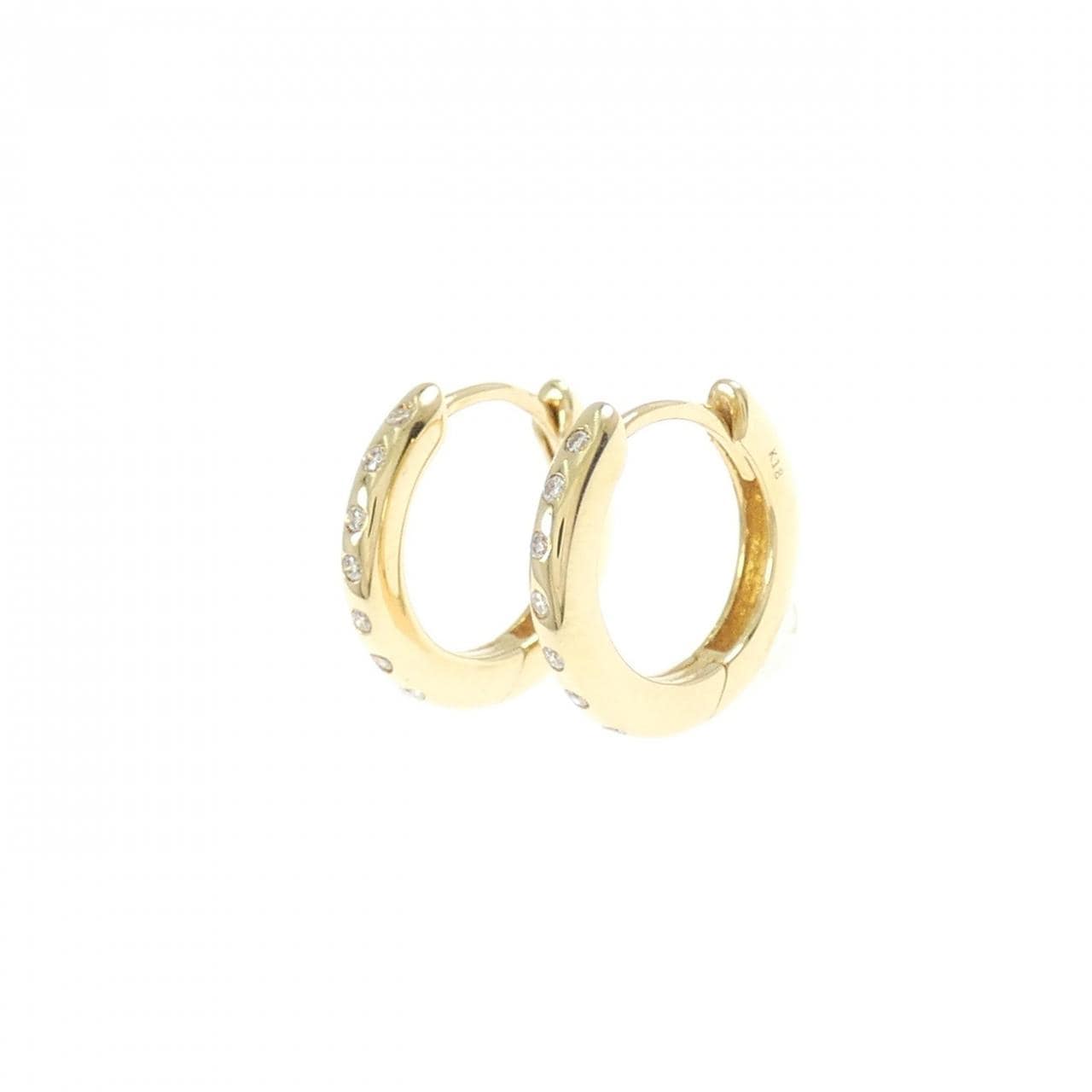 [BRAND NEW] K18YG Diamond Hoop Earrings 0.06CT