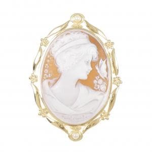 K18YG シェルカメオ ブローチ