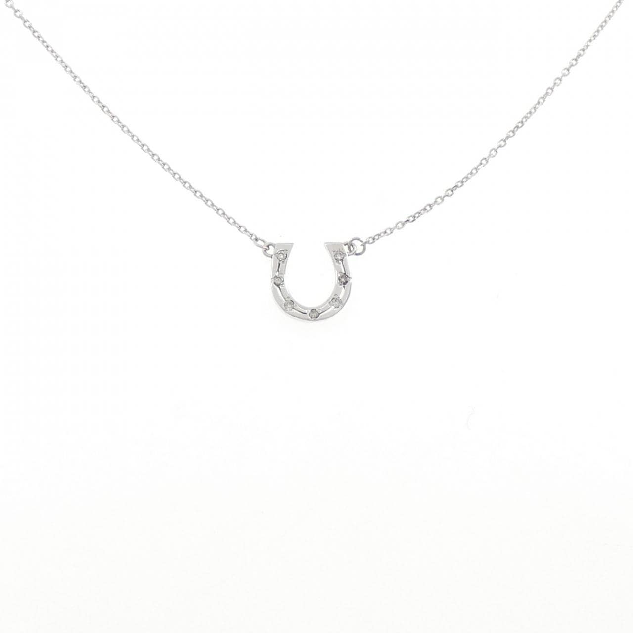 K10WG ホースシュー ダイヤモンド ネックレス 0.05CT