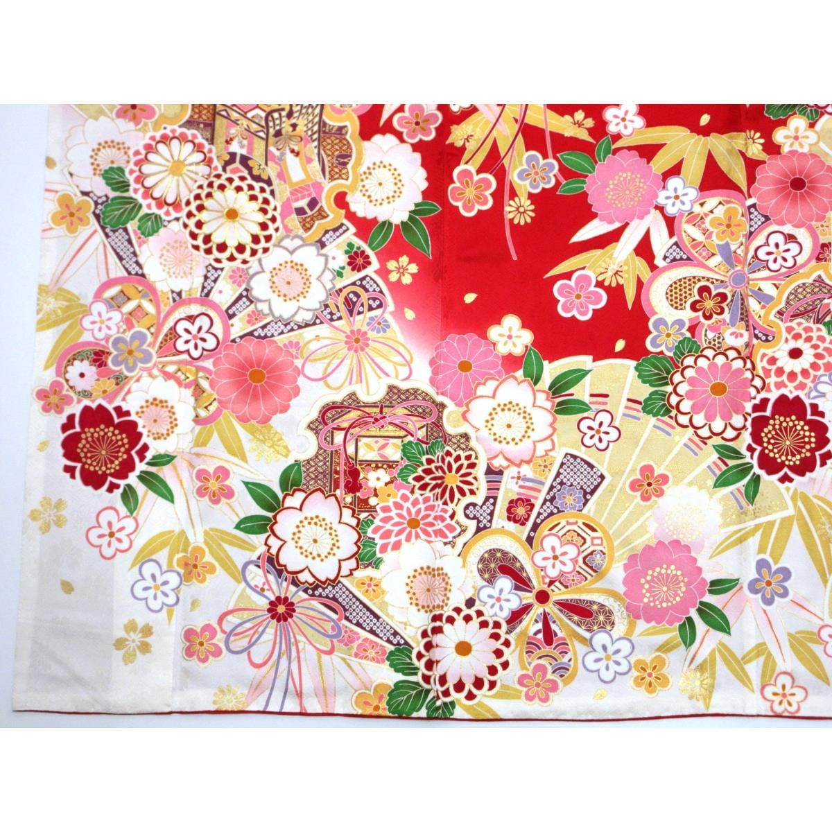 Furisode Yuzen gold color processing Bokashi dyeing with embroidery