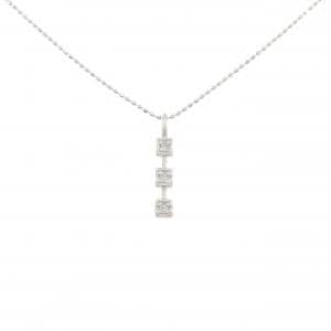 K18WG スリーストーン ダイヤモンド ネックレス 0.05CT