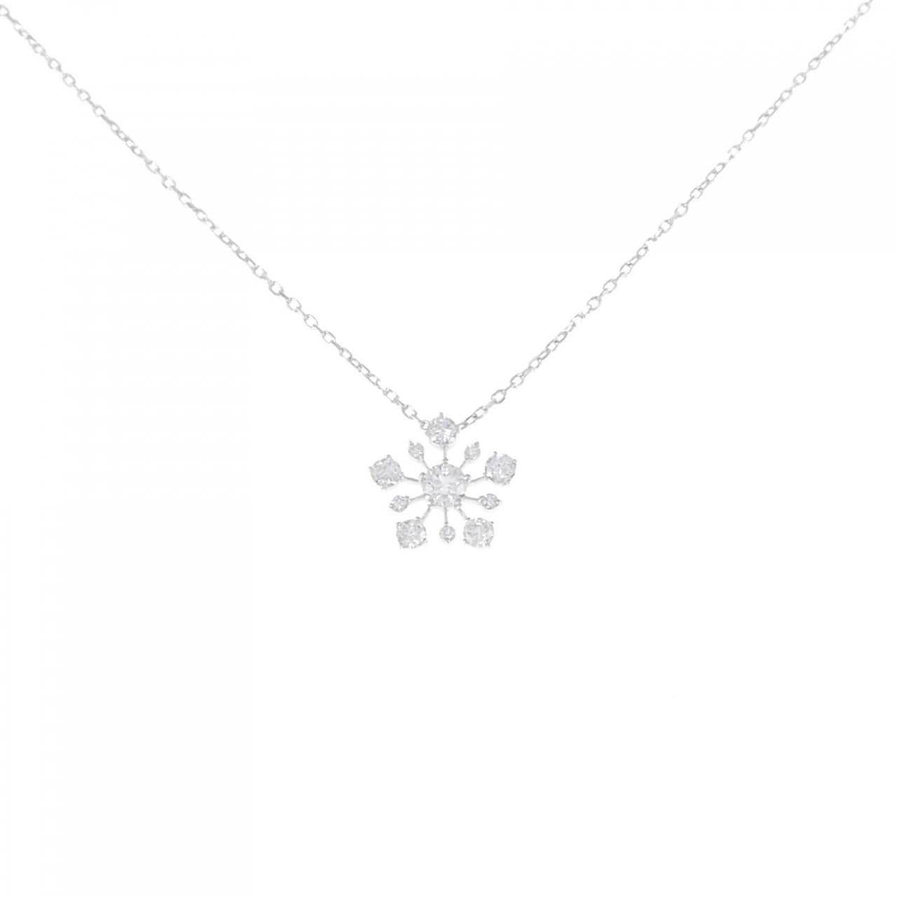 K18WG スノーフレーク ダイヤモンド ネックレス 0.30CT