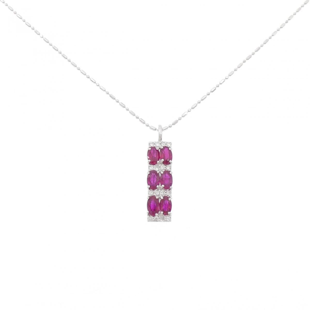 K18WG ルビー ネックレス 1.73CT