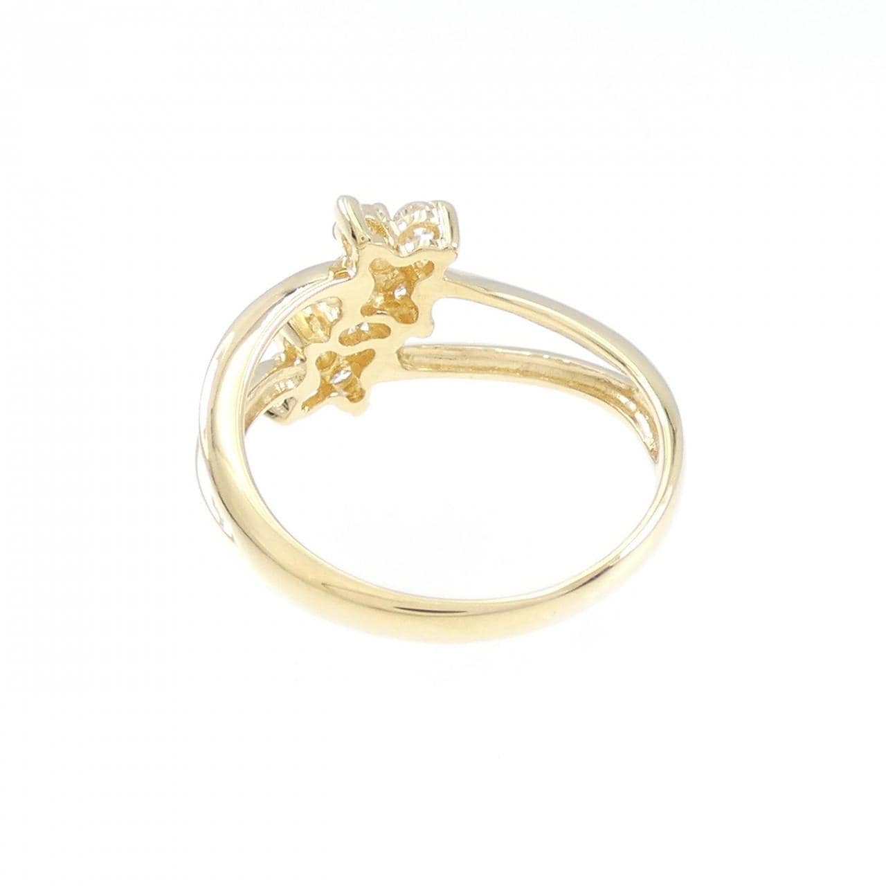 K18YG フラワー ダイヤモンド ピンキーリング 0.23CT