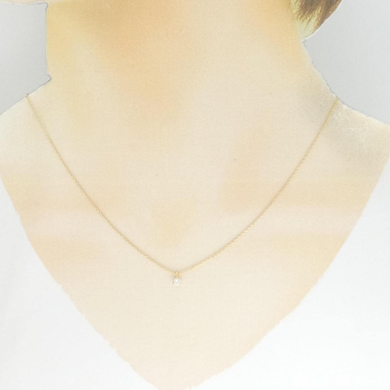 K18YG solitaire Diamond necklace 0.07CT