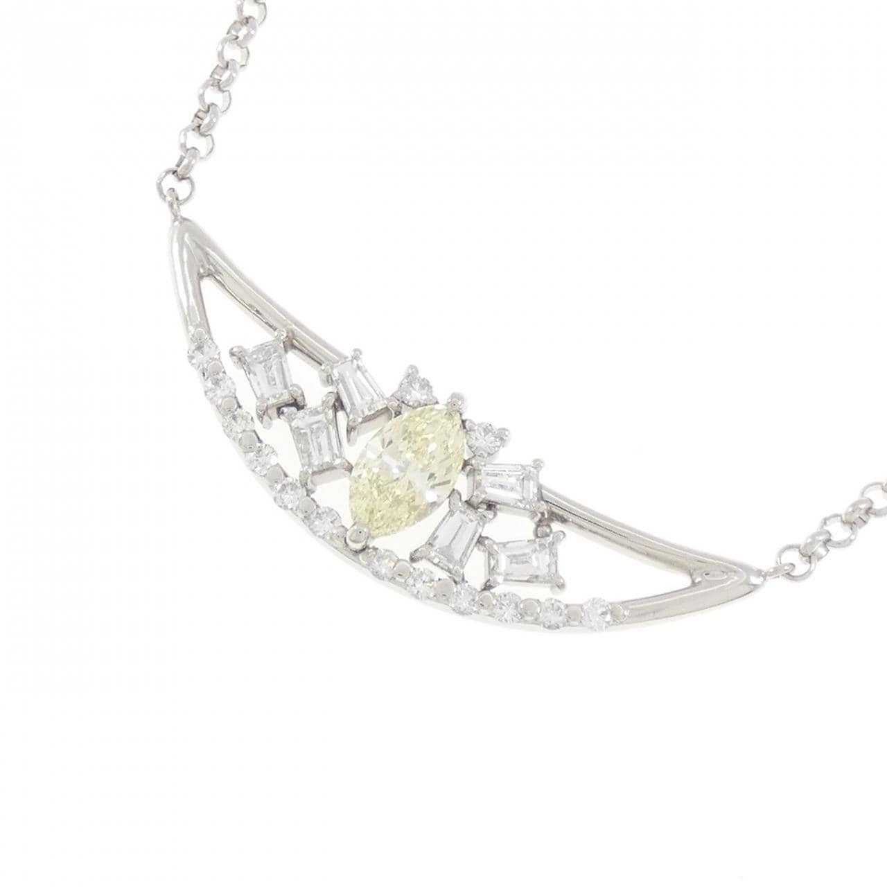 PT900/PT850 ダイヤモンド ネックレス 1.022CT LY SI2 マーキスカット