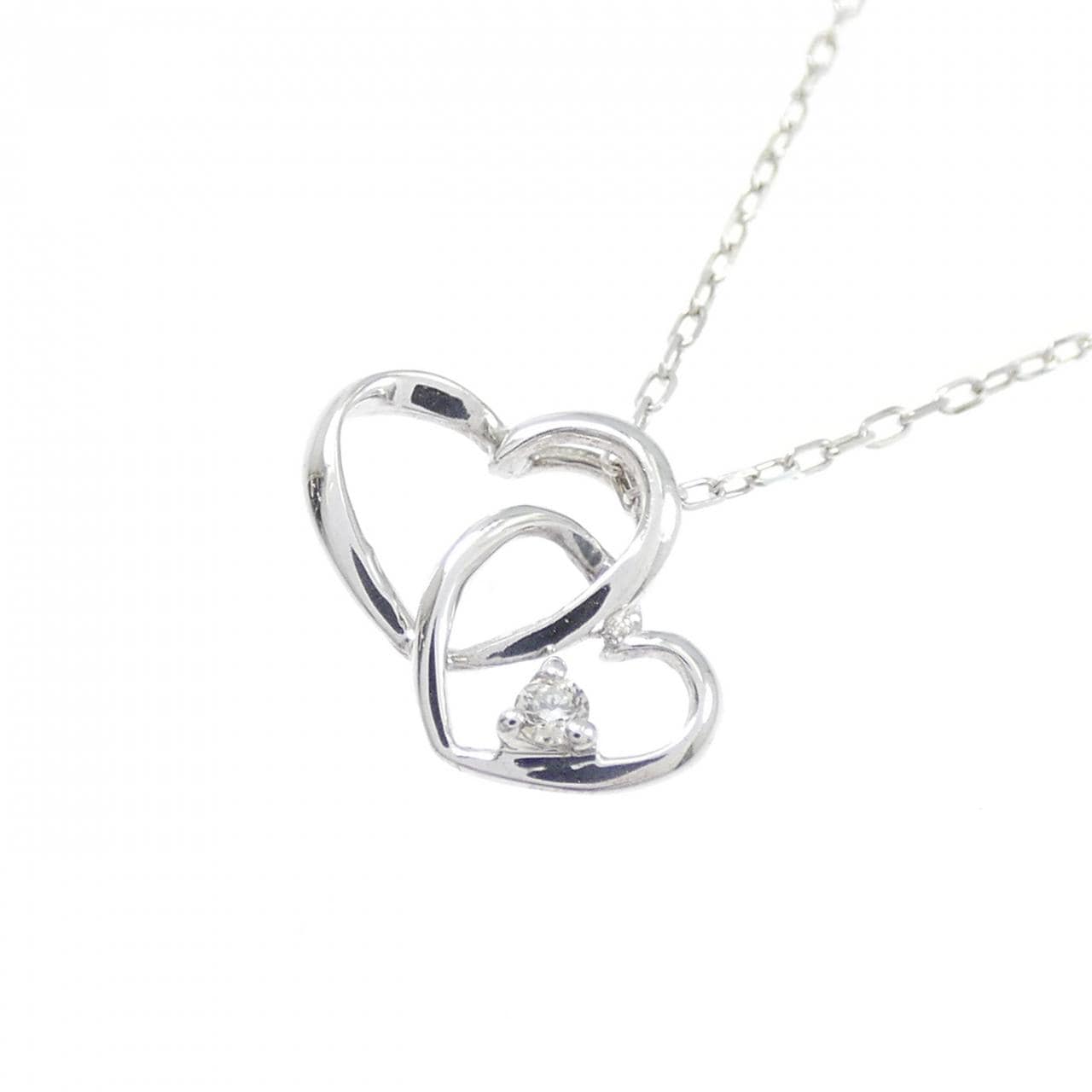 K10WG ハート ダイヤモンド ネックレス 0.01CT