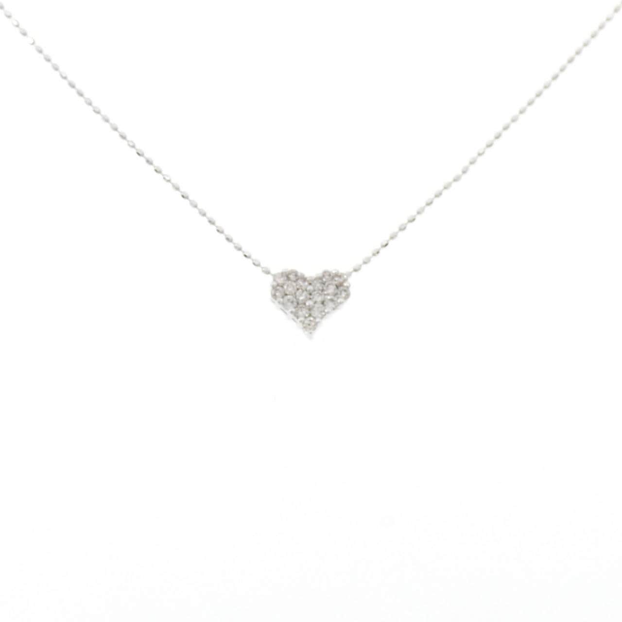 K18WG/750WG ハート ダイヤモンド ネックレス 0.20CT