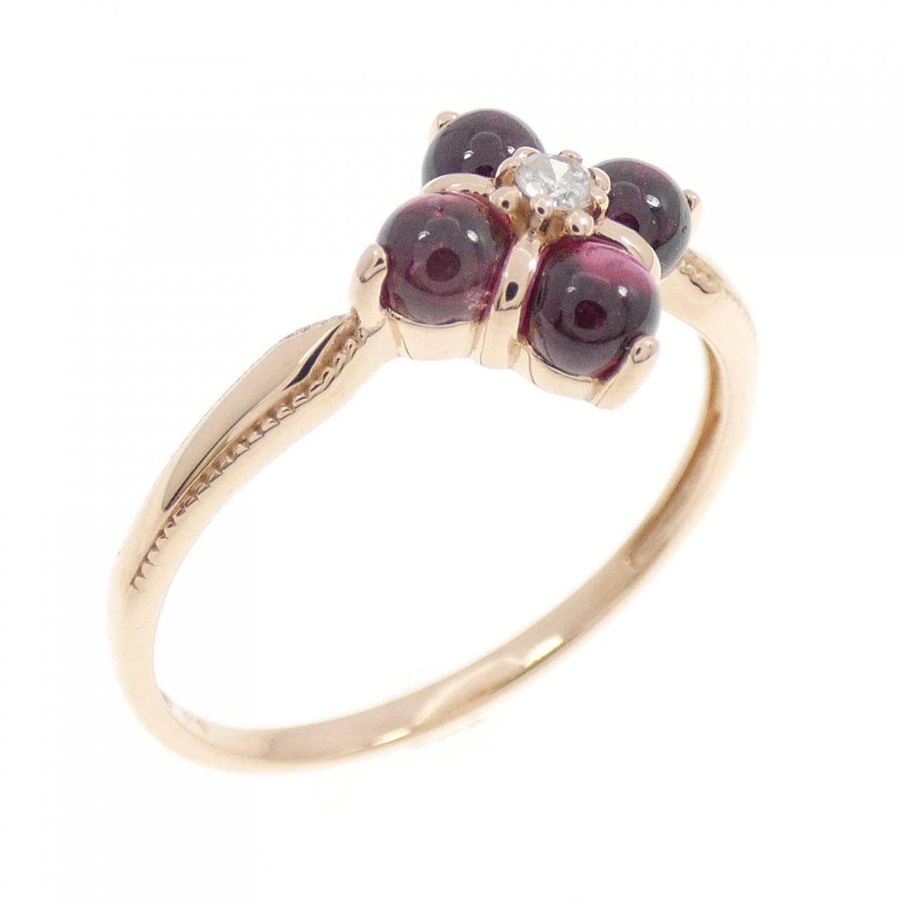 K10PG フラワー ガーネット リング