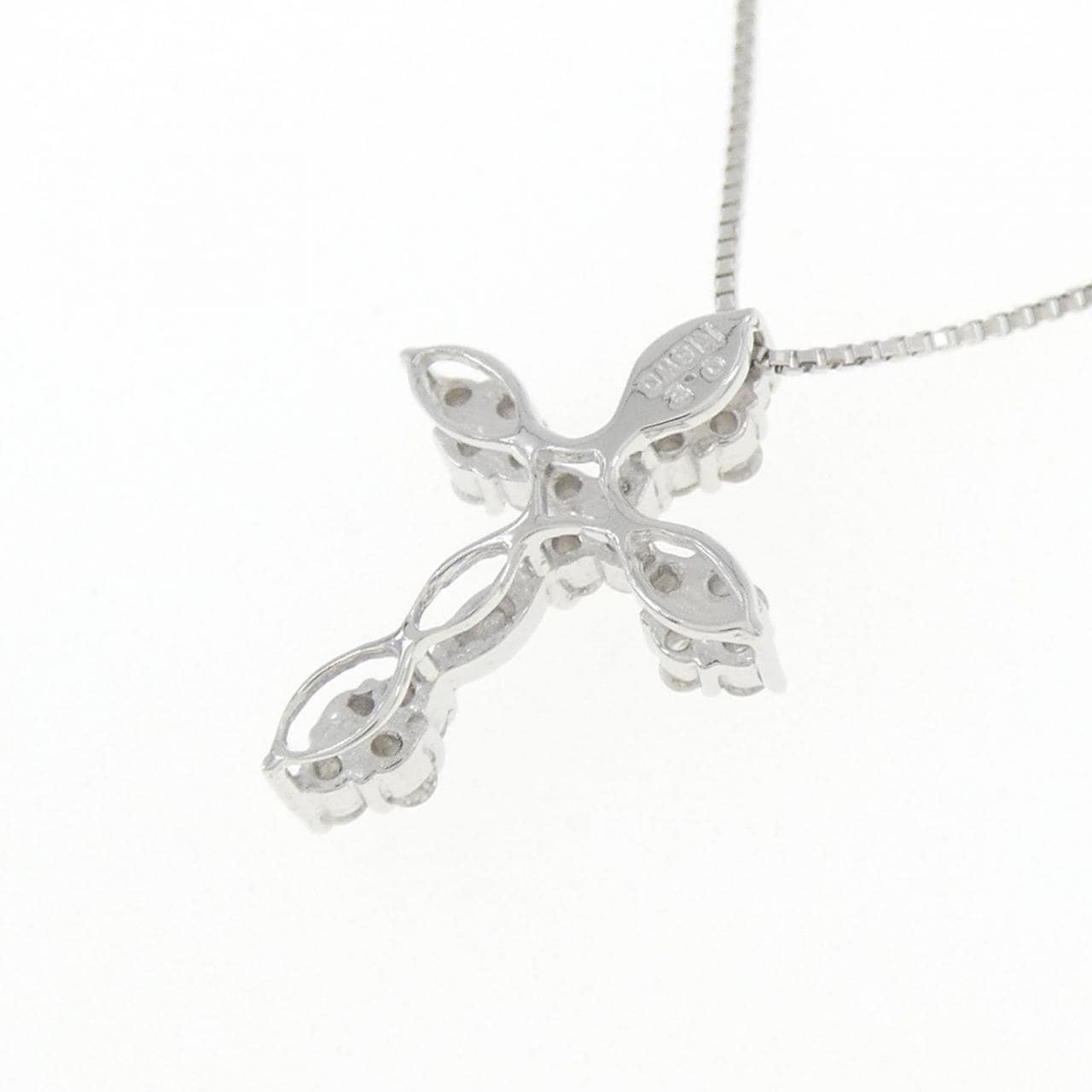 K18WG クロス ダイヤモンド ネックレス 0.2CT