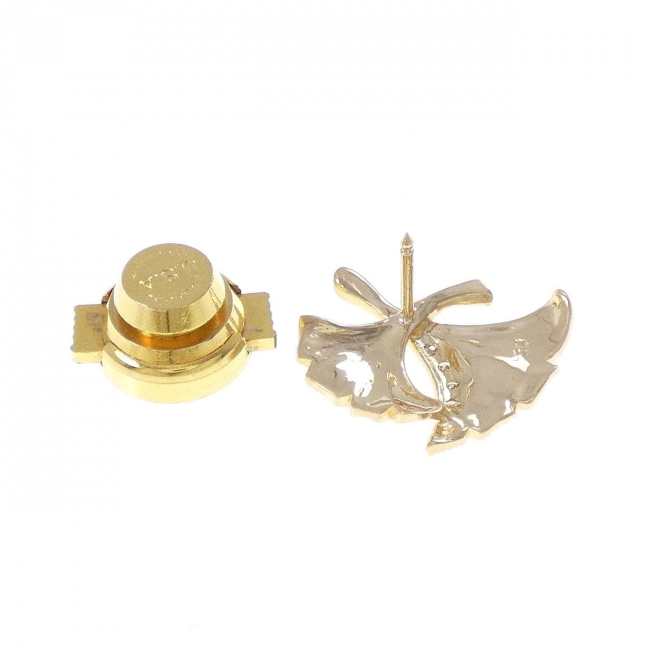 K18YG イチョウ ダイヤモンド ブローチ