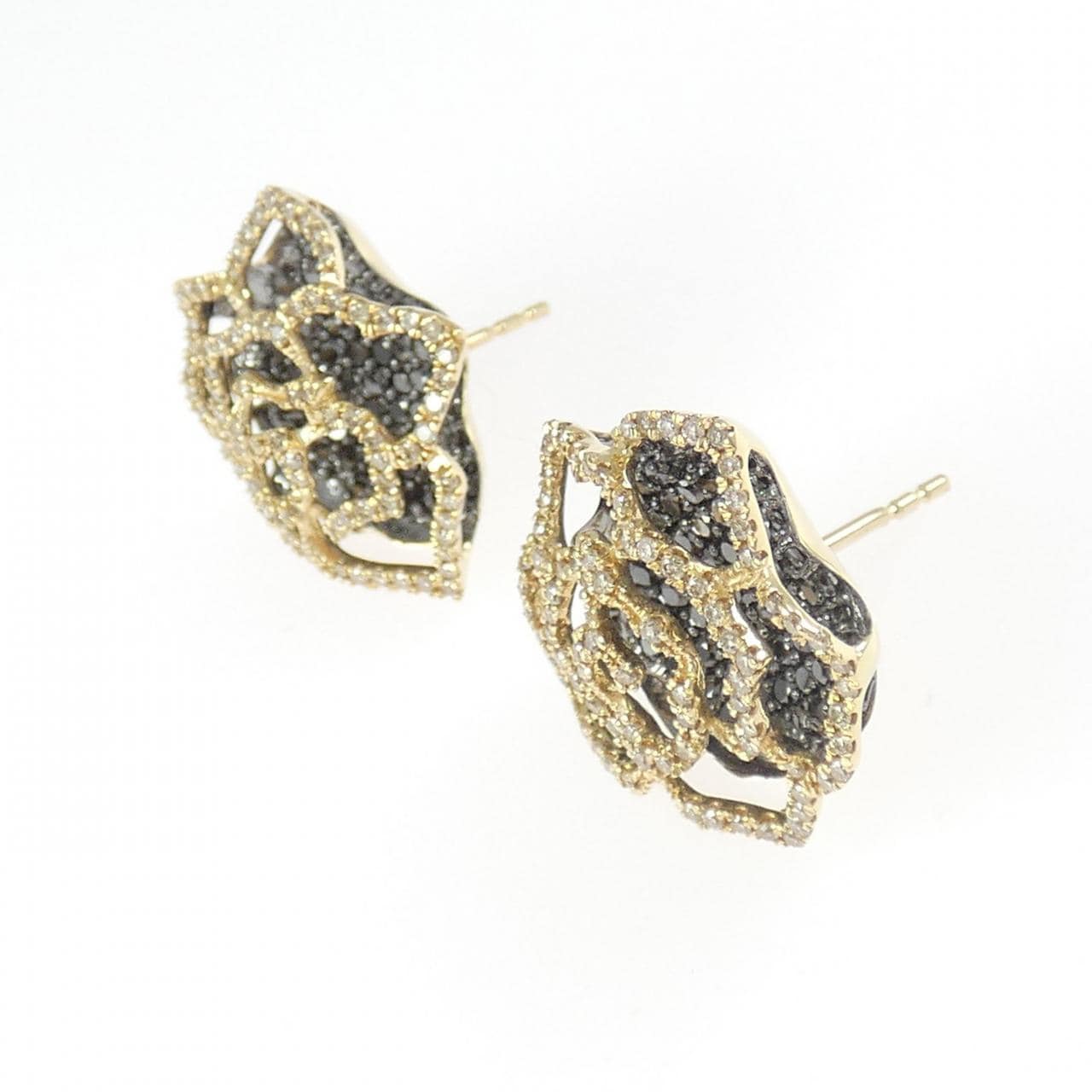 K18YG/K18BG ローズ ダイヤモンド ピアス 2.00CT