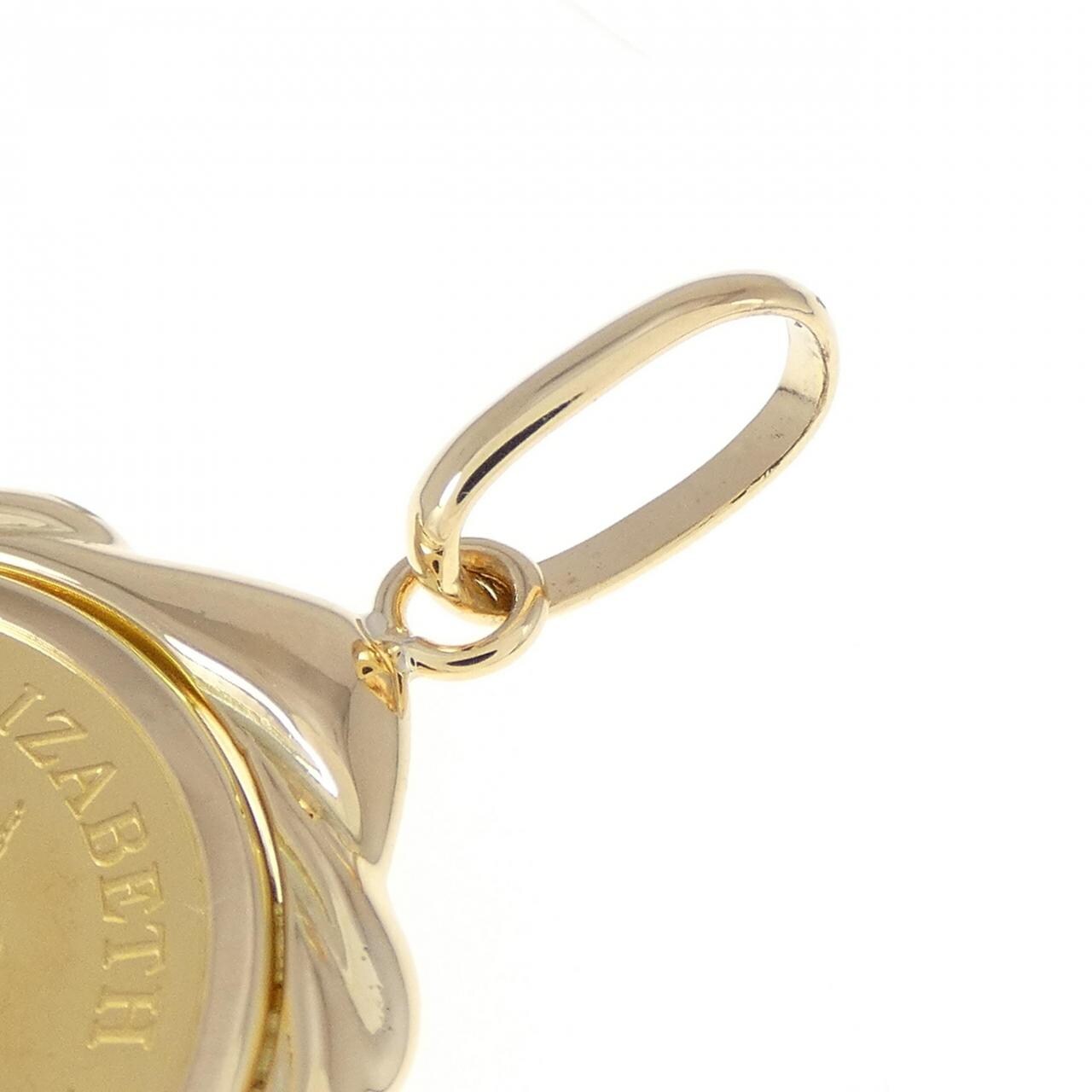 K18YG frame coin pendant