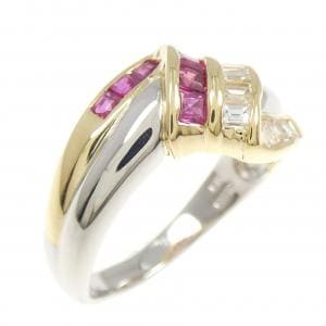 PT900/K18YG ルビー リング 0.40CT