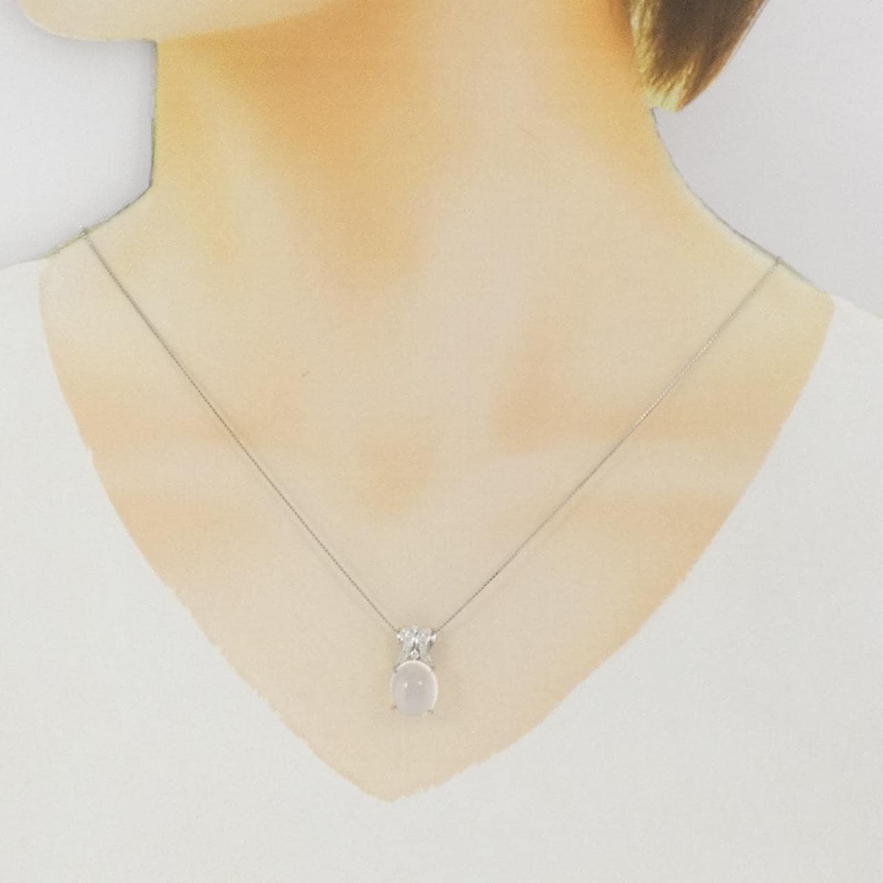 K18WG ムーンストーンキャッツアイ ネックレス 5.14CT