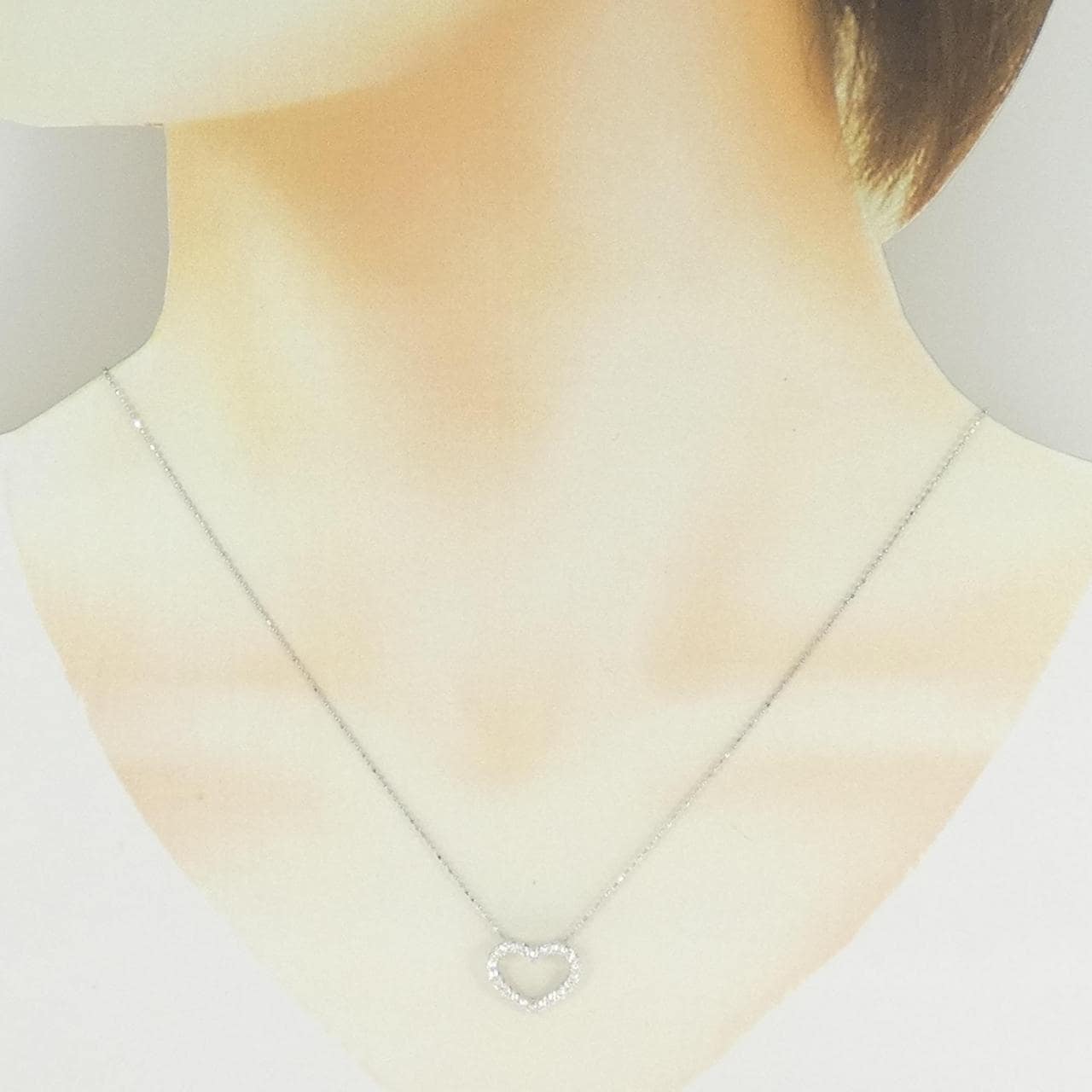 K18WG ハート ダイヤモンド ネックレス 0.30CT