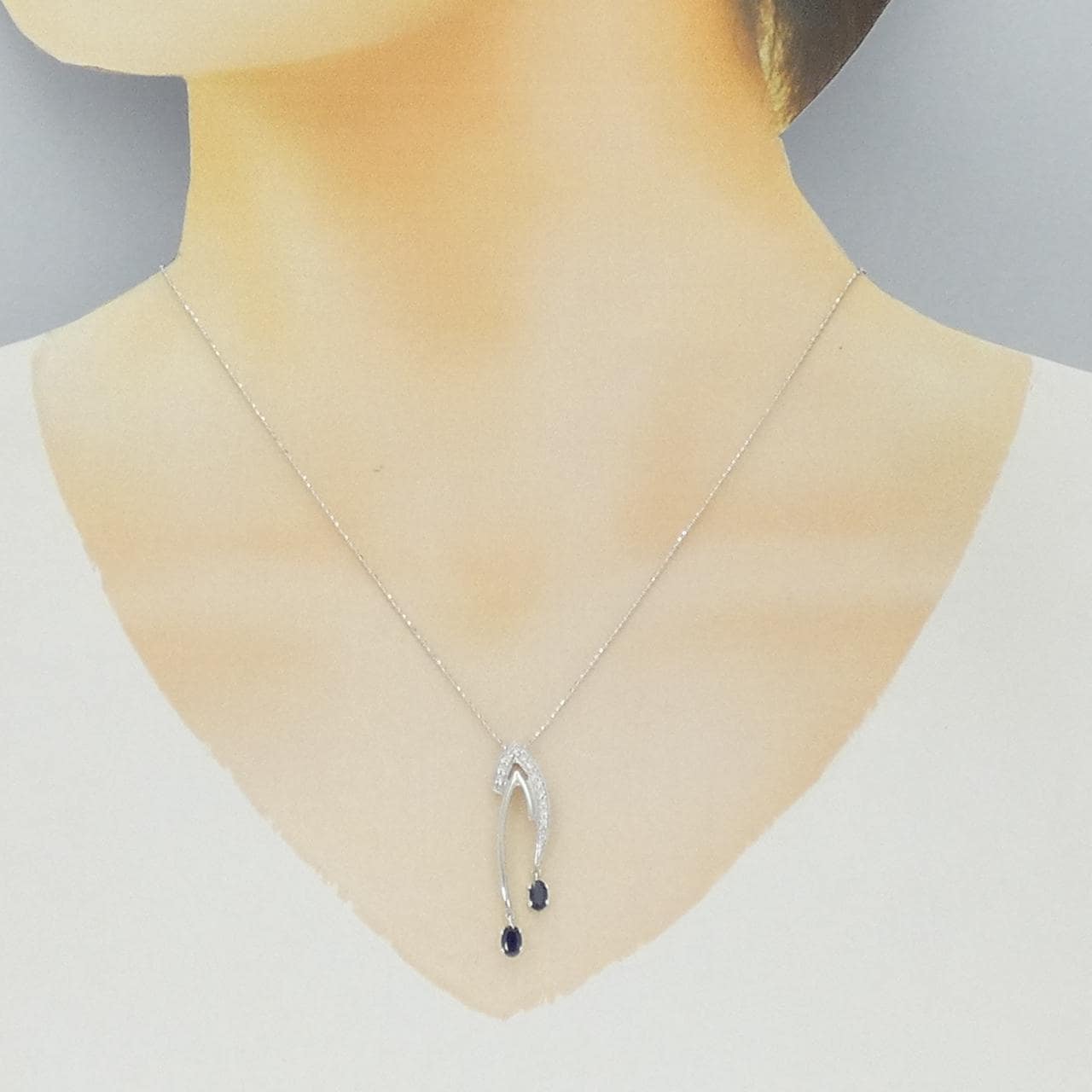 K18WG/750WG サファイヤ ネックレス 0.70CT