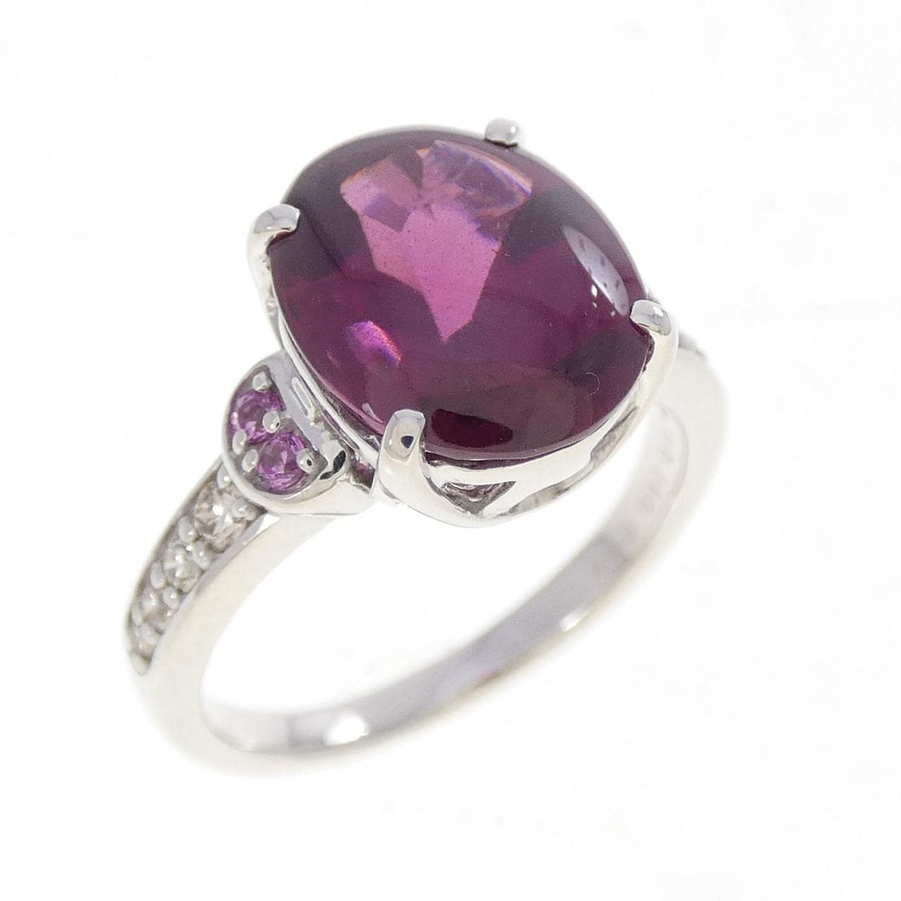 K18WG ガーネット リング 4.48CT