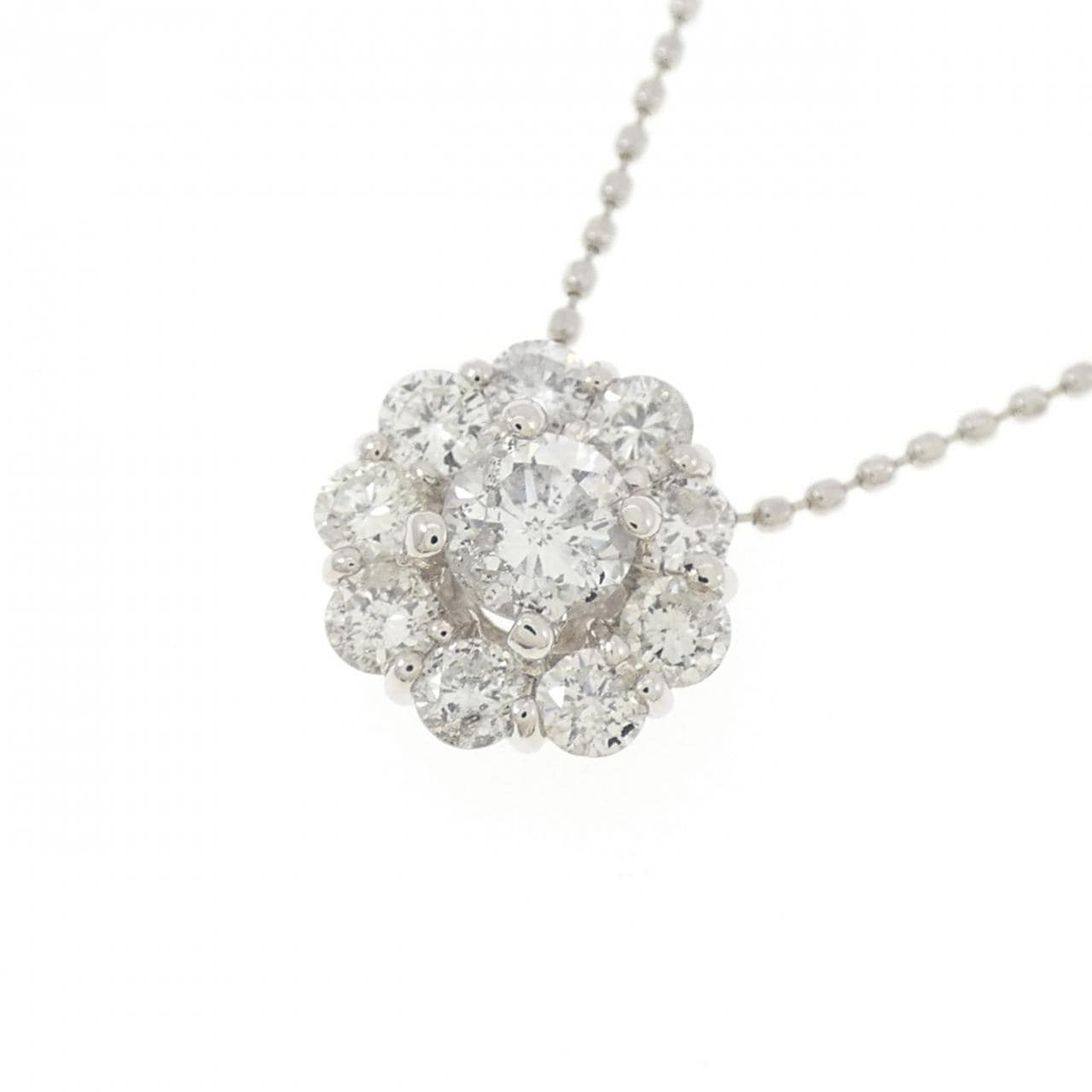 PT900/PT850 フラワー ダイヤモンド ネックレス 0.34CT