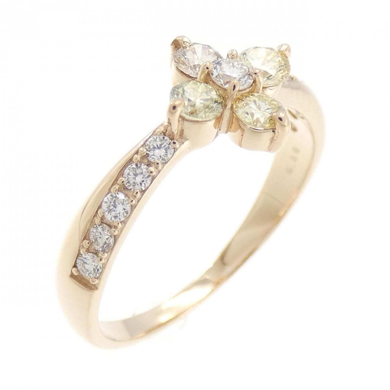 【新品】K18PG フラワー ダイヤモンド リング 0.50CT