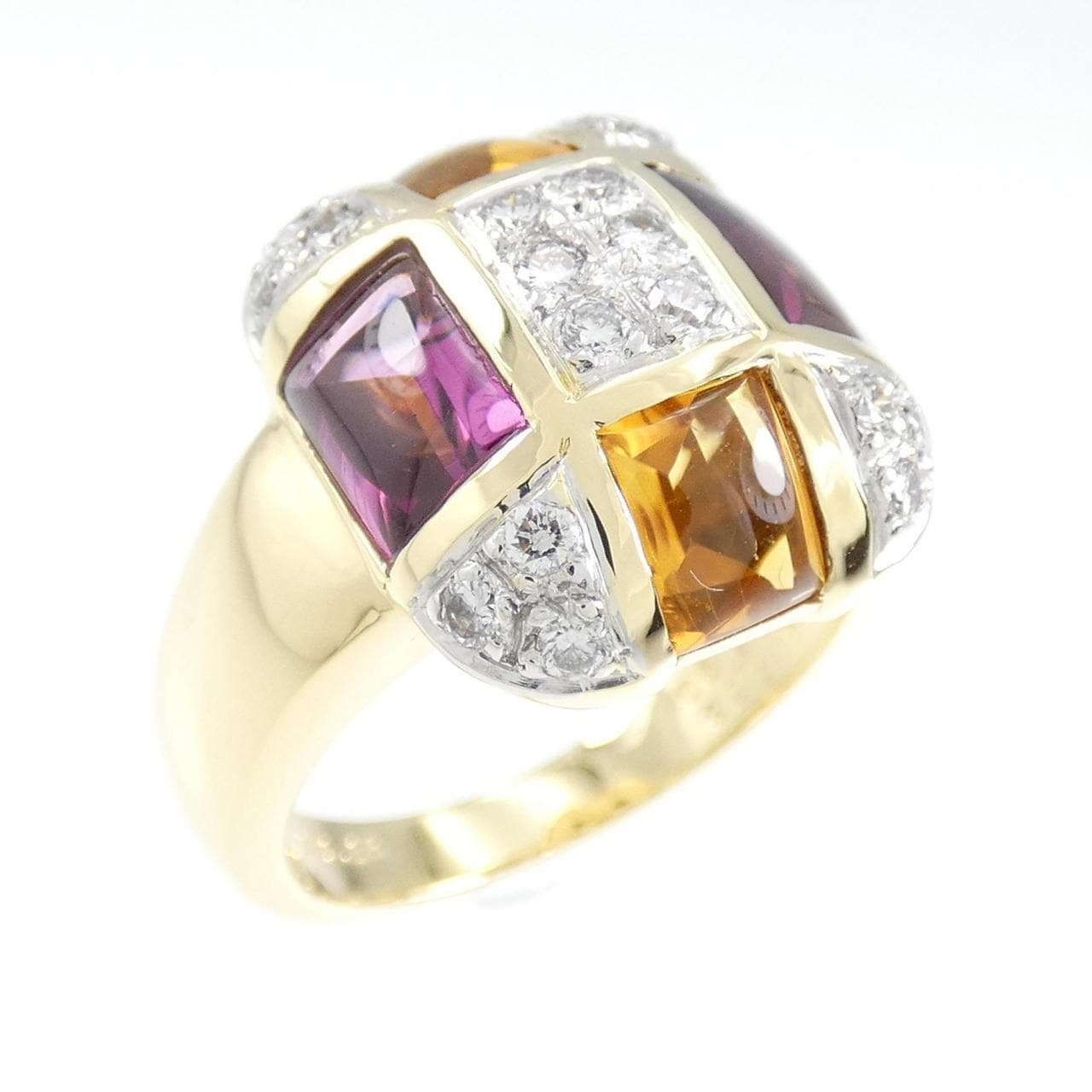 K18YG/PT color stone ring