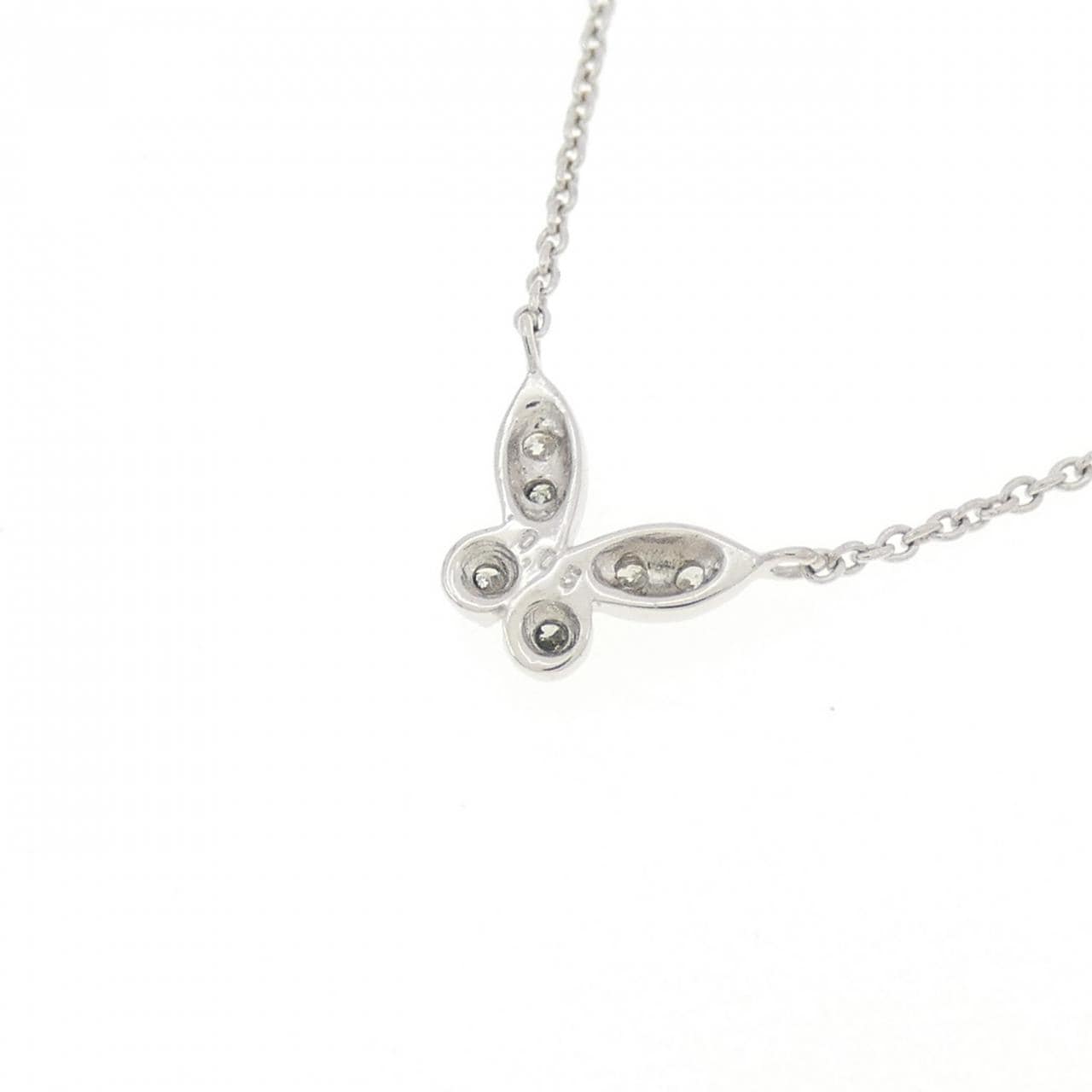 K18WG バタフライ ダイヤモンド ネックレス 0.05CT