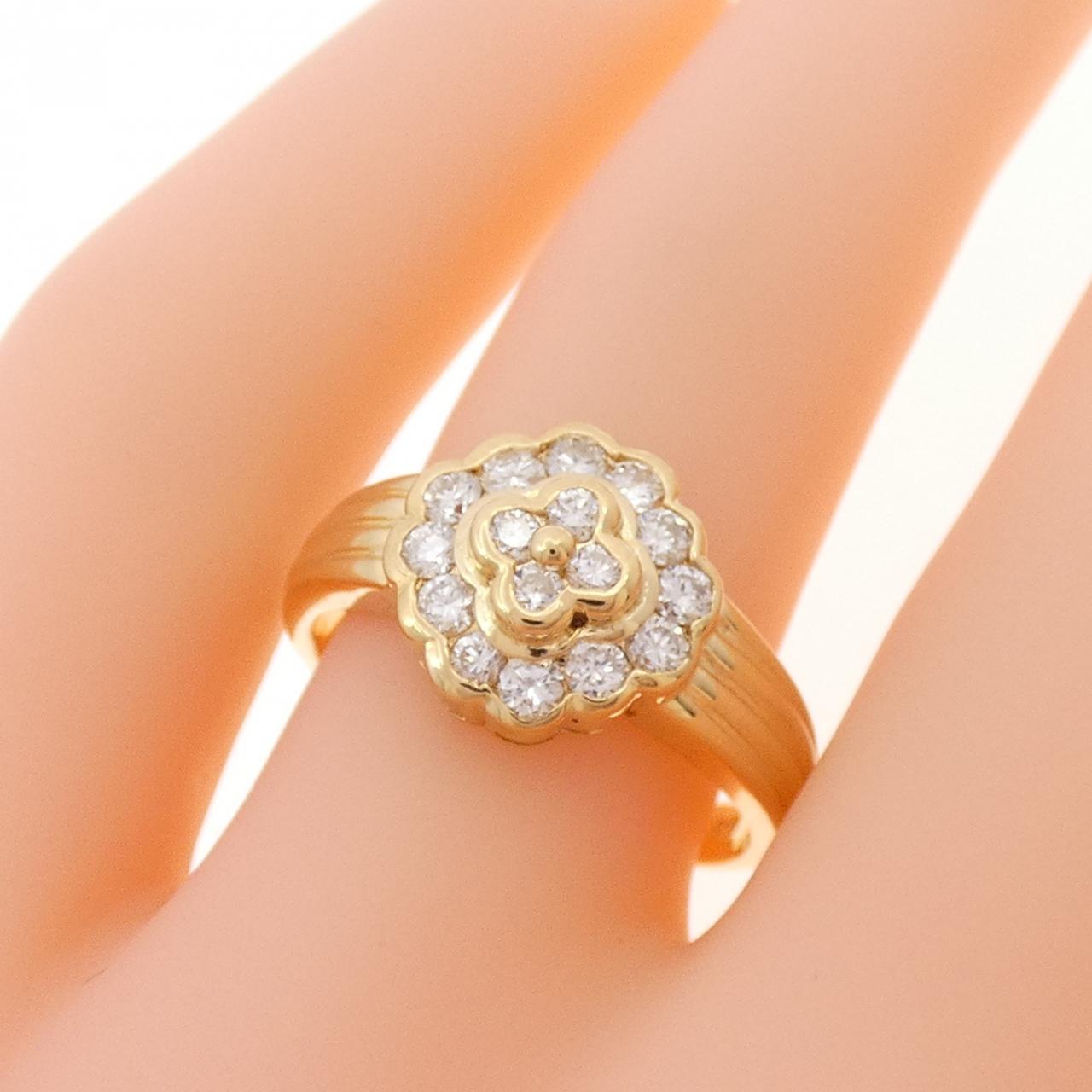 K18YG フラワー ダイヤモンド リング 0.50CT