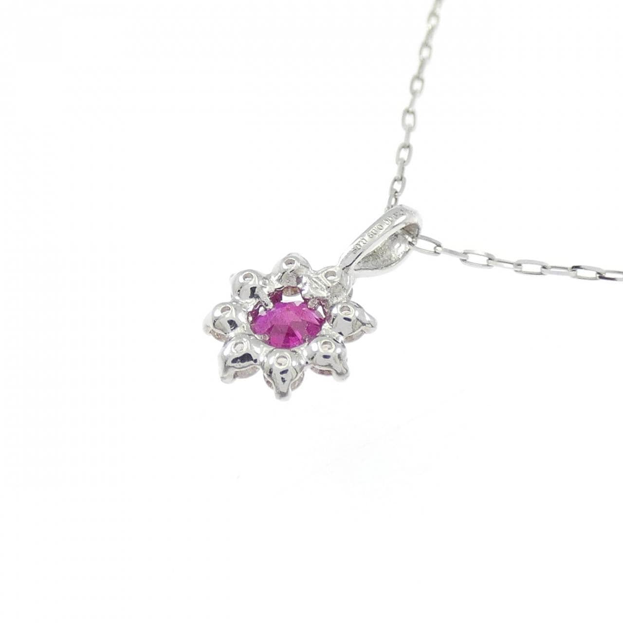 【新品】PT900 ルビー ネックレス 0.09CT