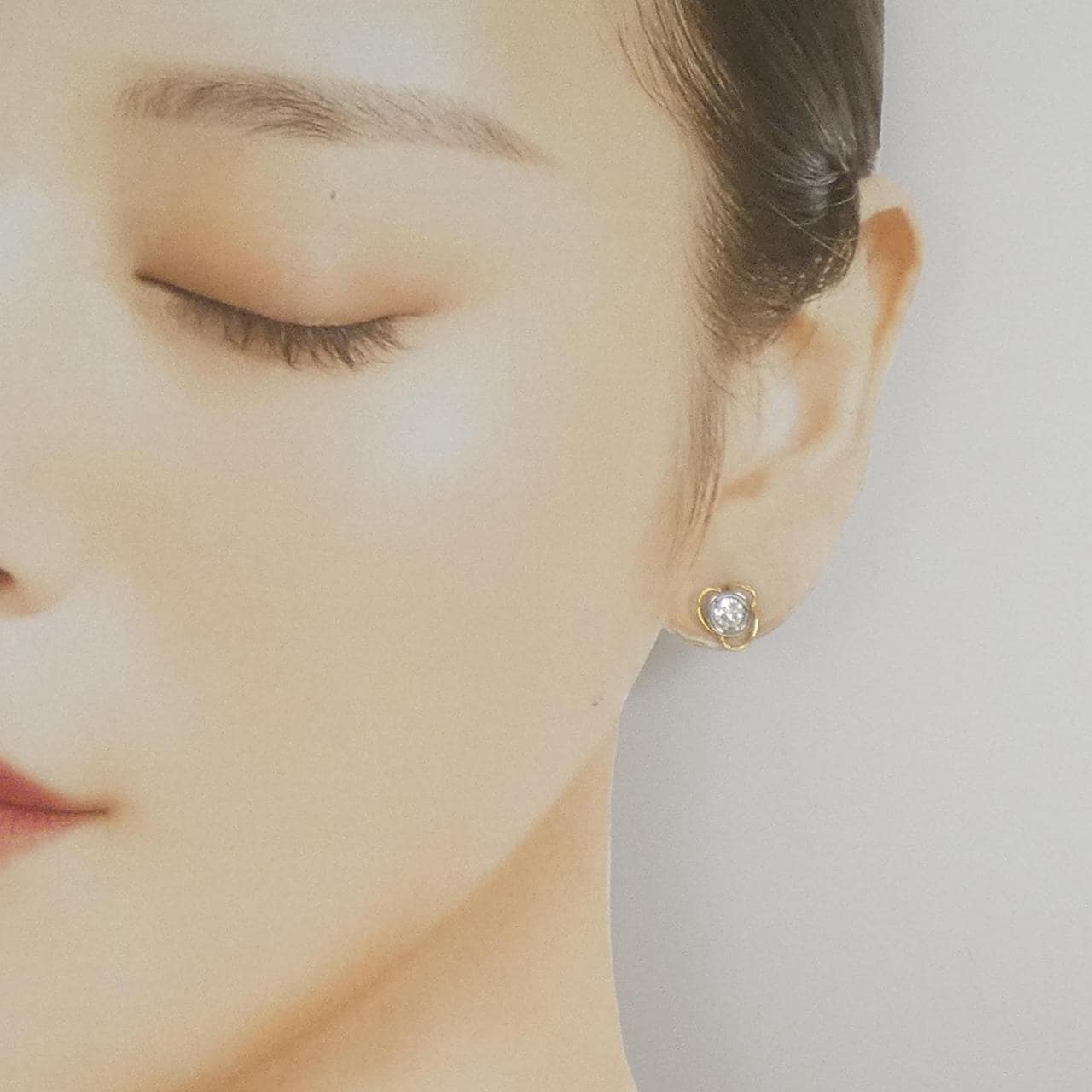 K18YG/PT钻石耳环