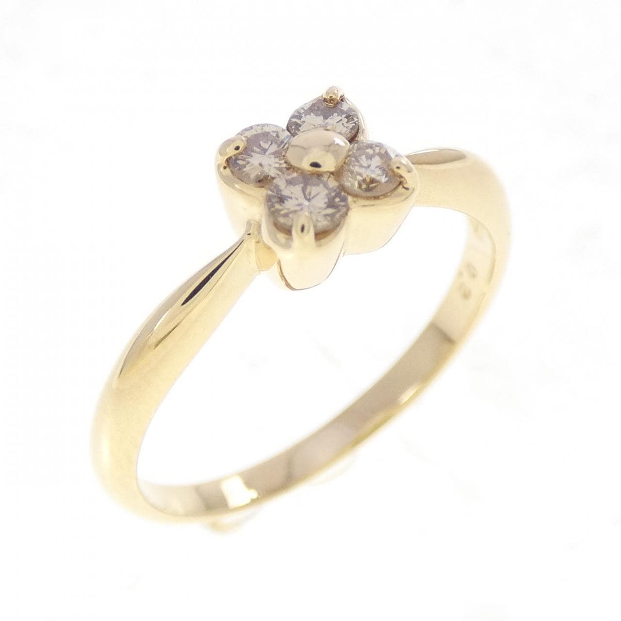 K18YG フラワー ダイヤモンド リング 0.2CT