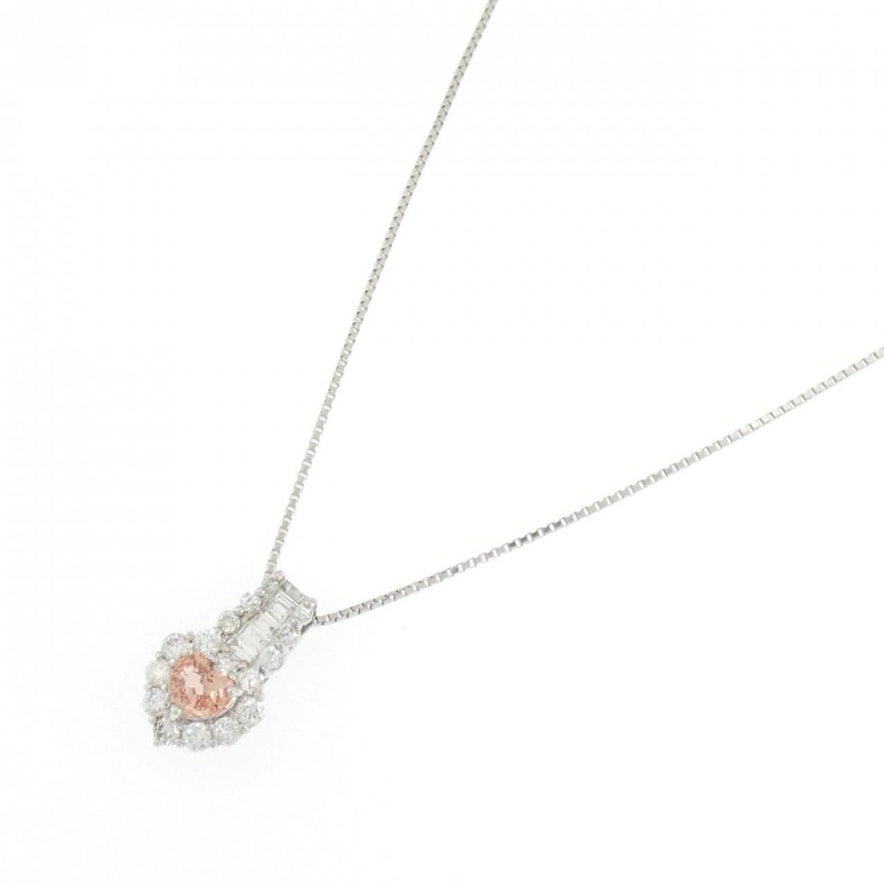 PT900/PT850 ハート パパラチアサファイヤ ネックレス 0.517CT