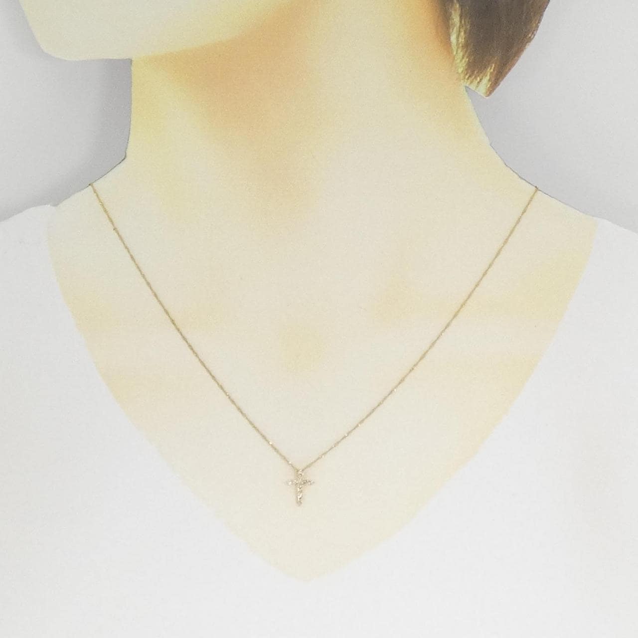 K18YG cross Diamond necklace 0.15CT