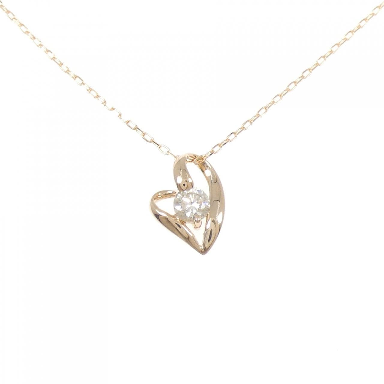 K18PG ハート ダイヤモンド ネックレス 0.30CT