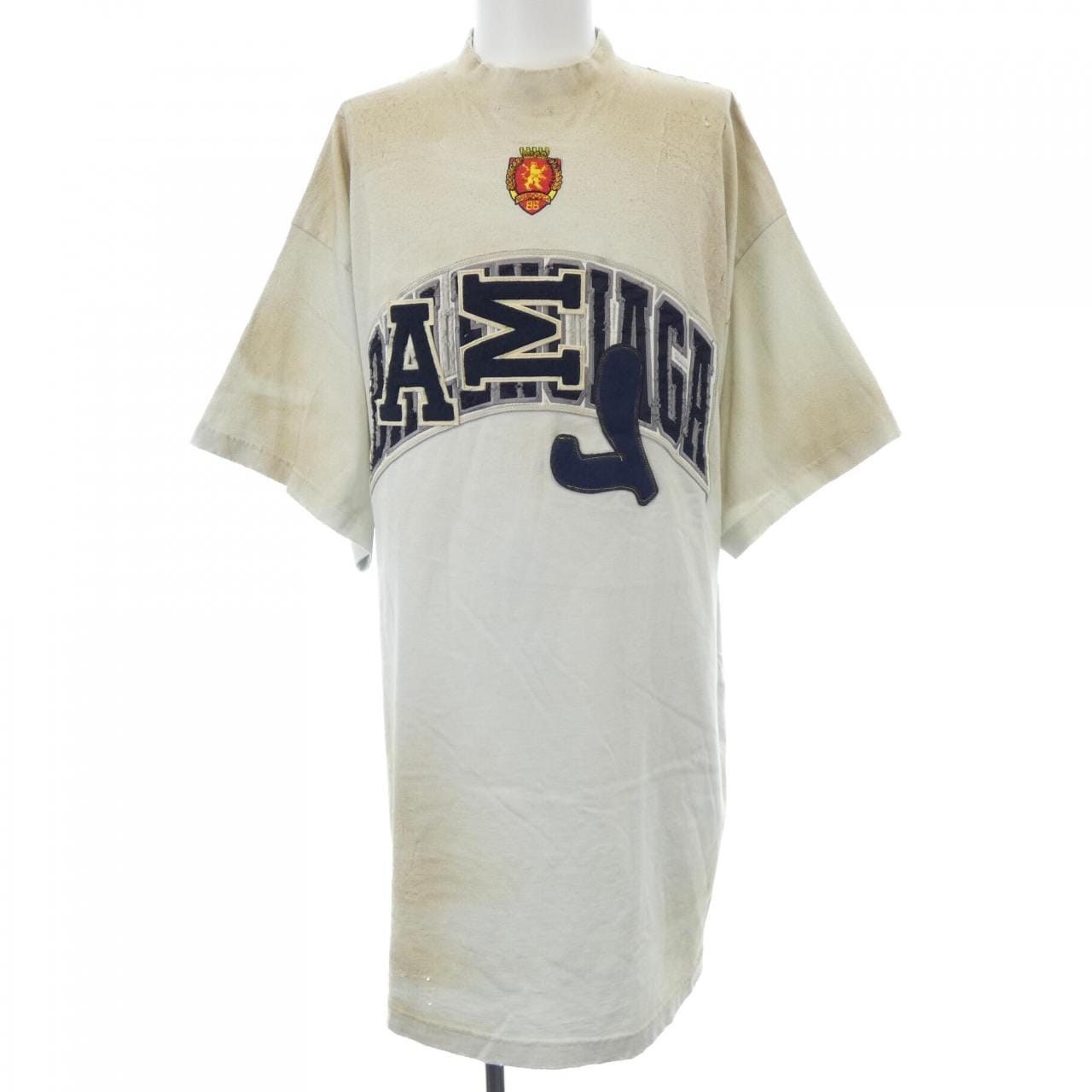 バレンシアガ BALENCIAGA クラッシュダスト加工ワッペンTシャツ 739028 TOVN2 UNISEX Tシャツ