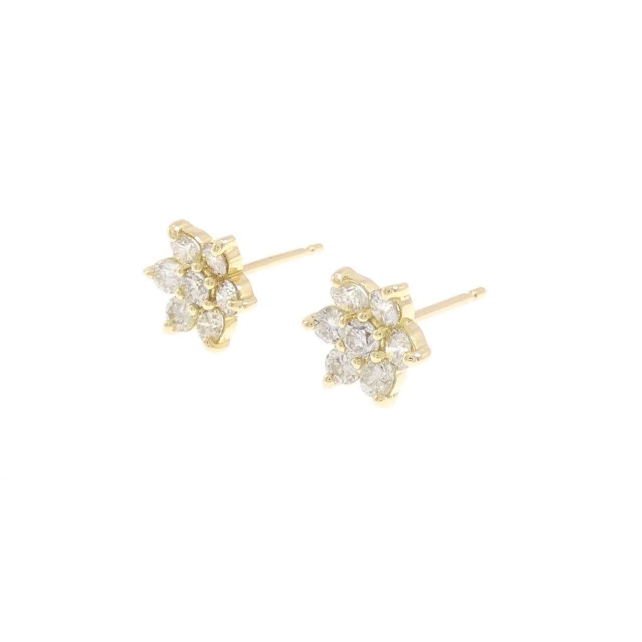 K18YG フラワー ダイヤモンド ピアス 0.50CT