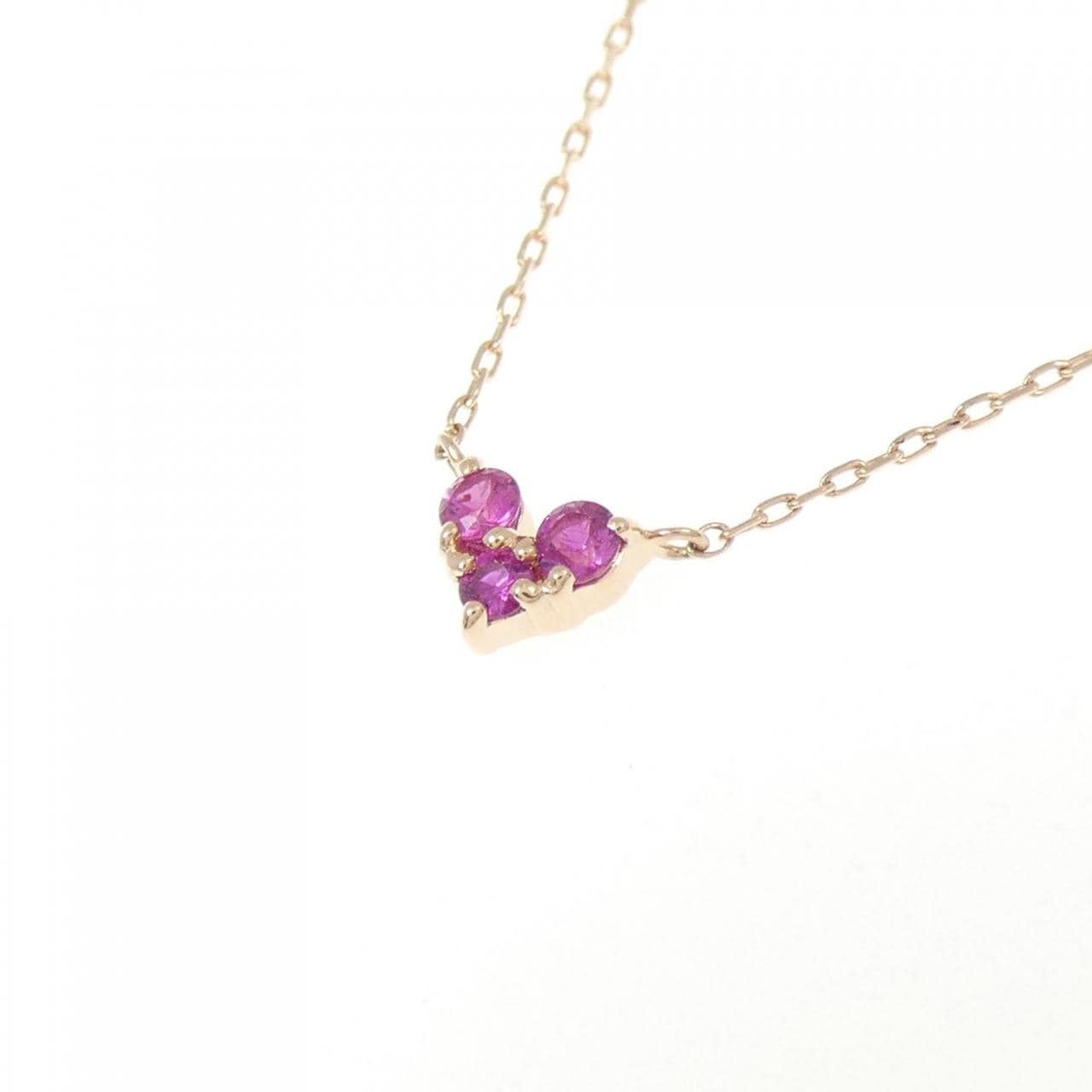 4゜C ハート ルビー ネックレス