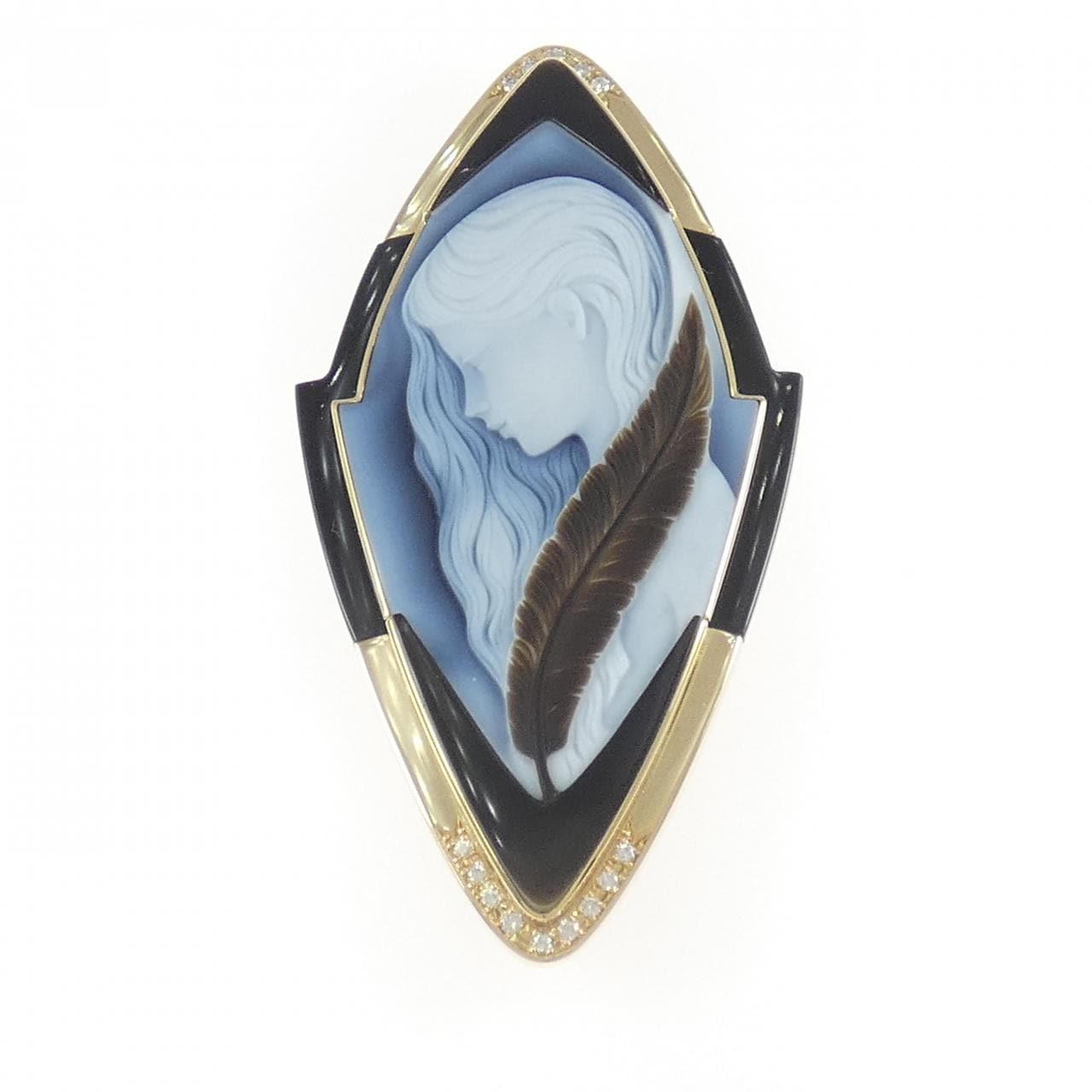 K18YG メノウカメオ ブローチ