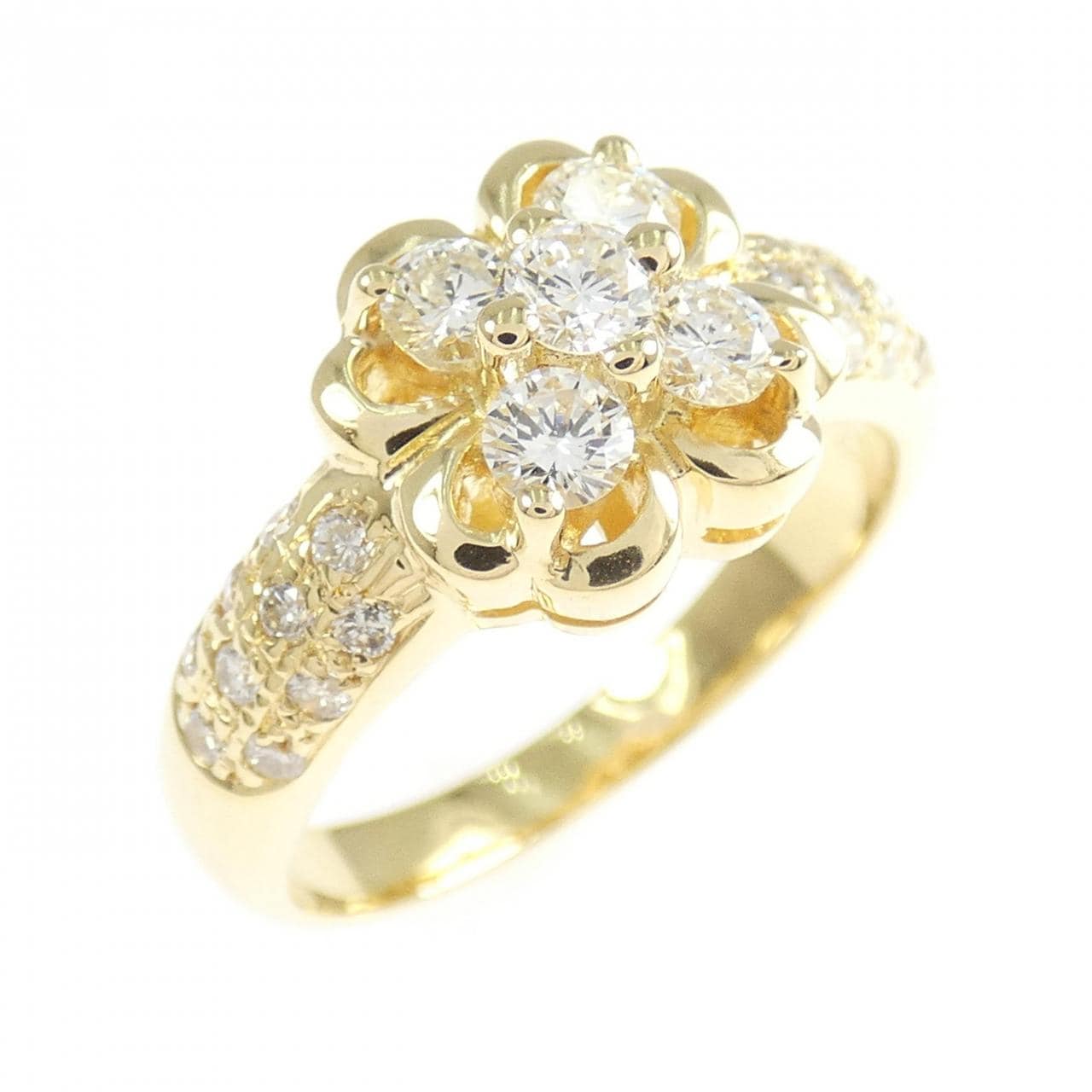 K18YG フラワー ダイヤモンド リング 0.70CT