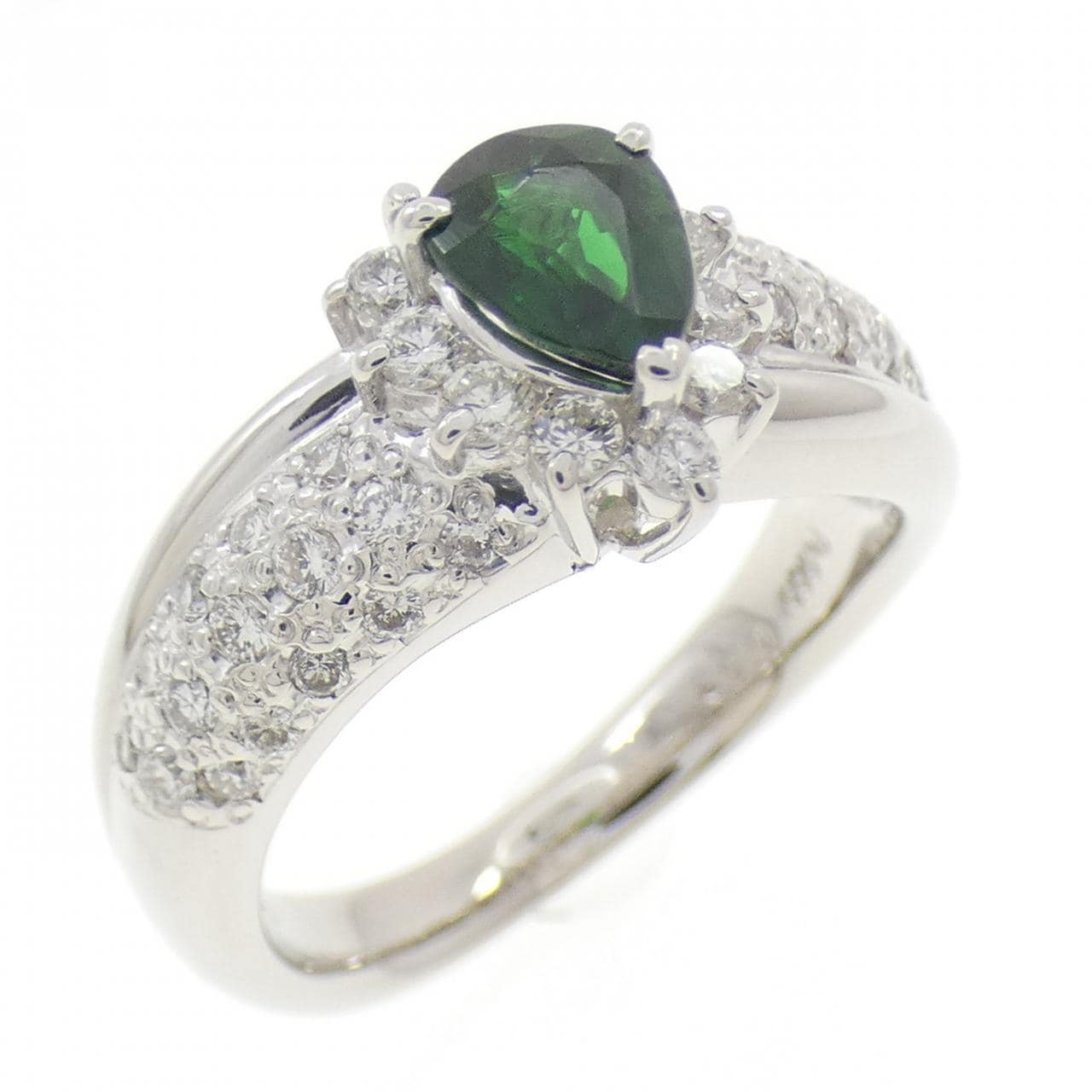 PT900 Green Garnet Ring 0.53CT