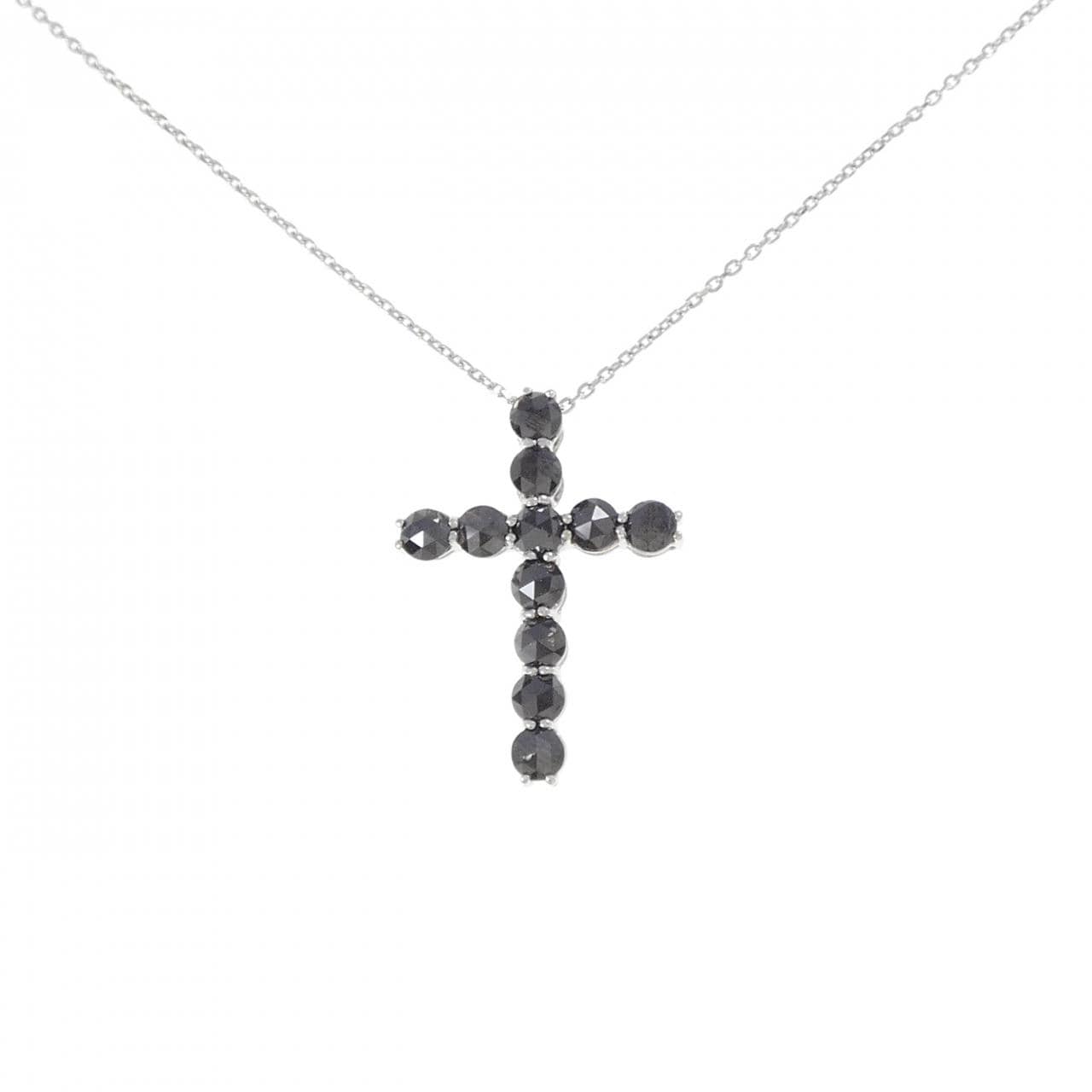 K18WG クロス ダイヤモンド ネックレス 2.20CT