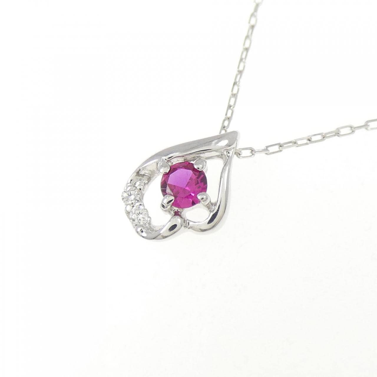 K10WG 合成ルビー ネックレス 0.03CT