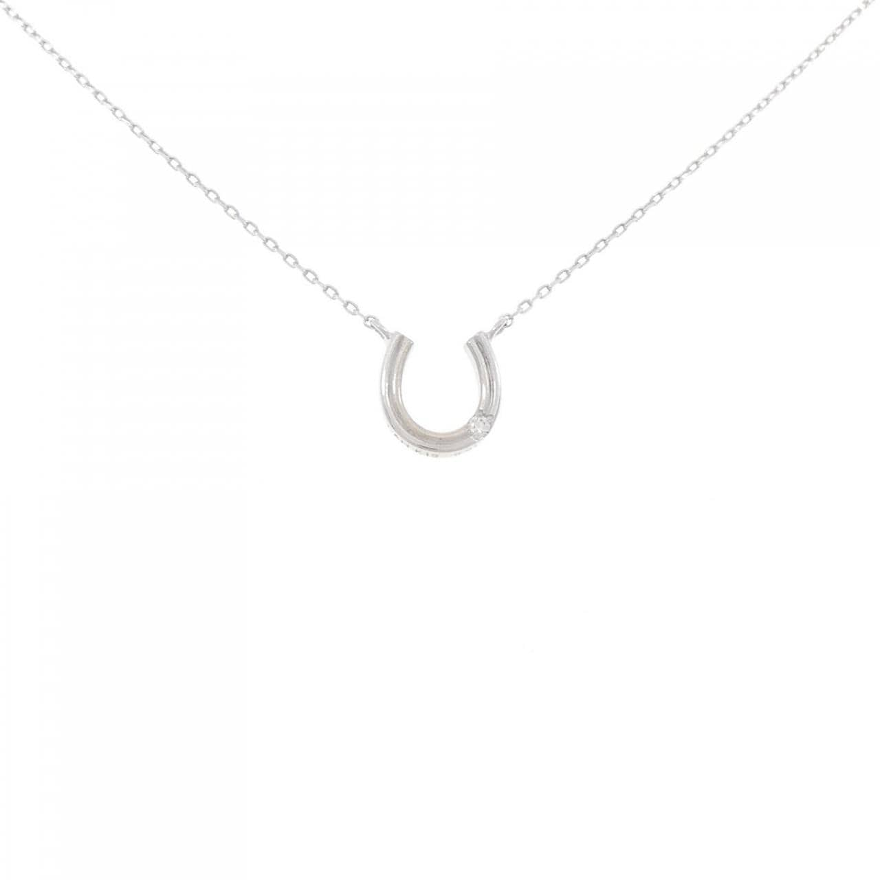 K10WG Horseshoe Diamond Necklace 0.01CT