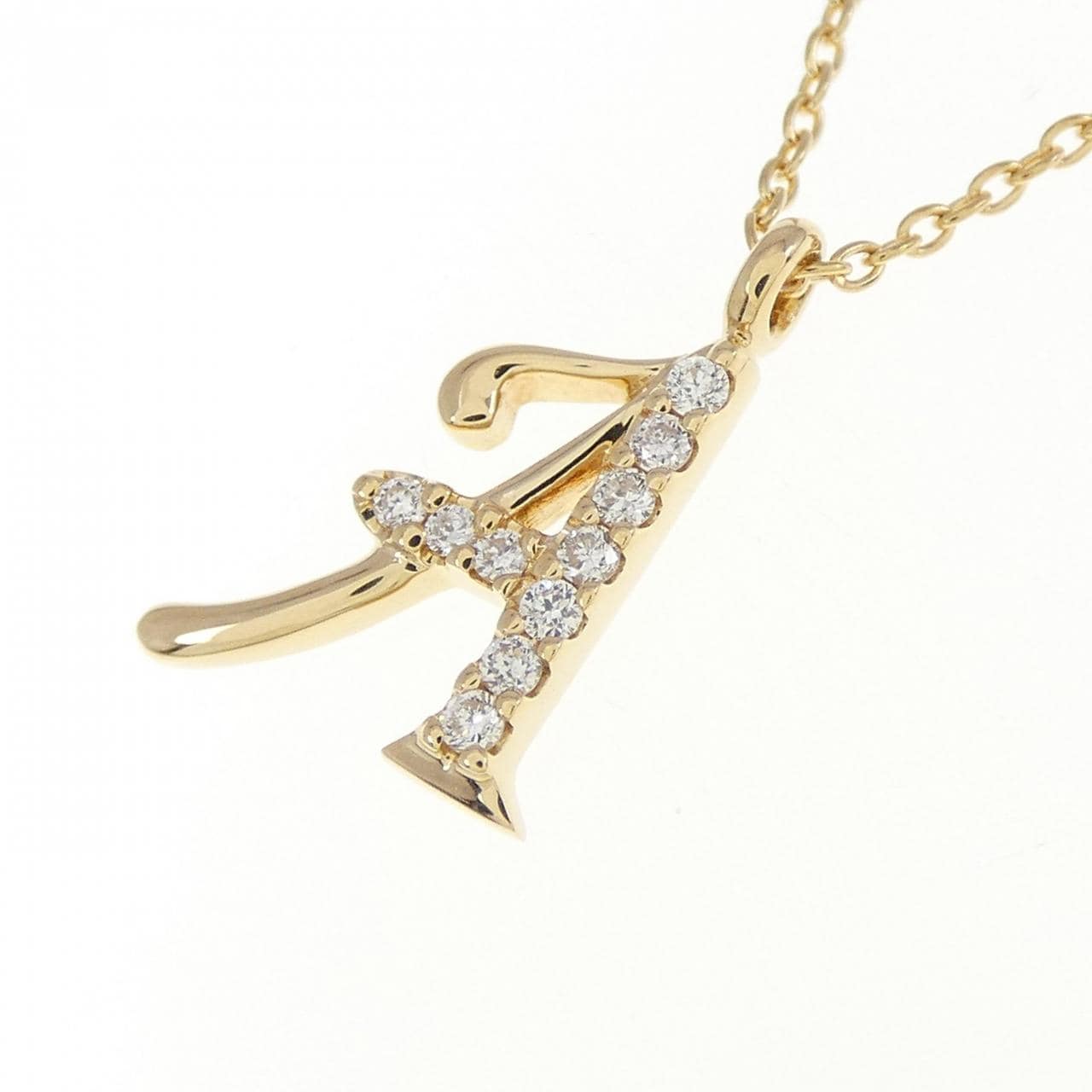 K18YG イニシャルA ダイヤモンド ネックレス 0.05CT