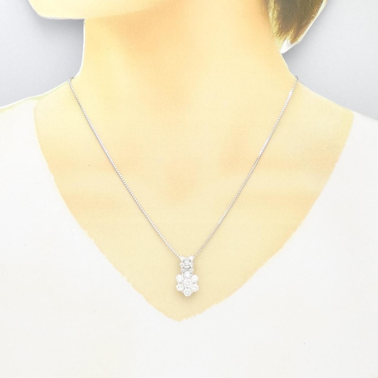 K18WG flower Diamond necklace 0.308CT